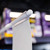 Narrow Fixing Aisle Fin Holder in White Installed on Retail Shelving - Aisle Fin Display