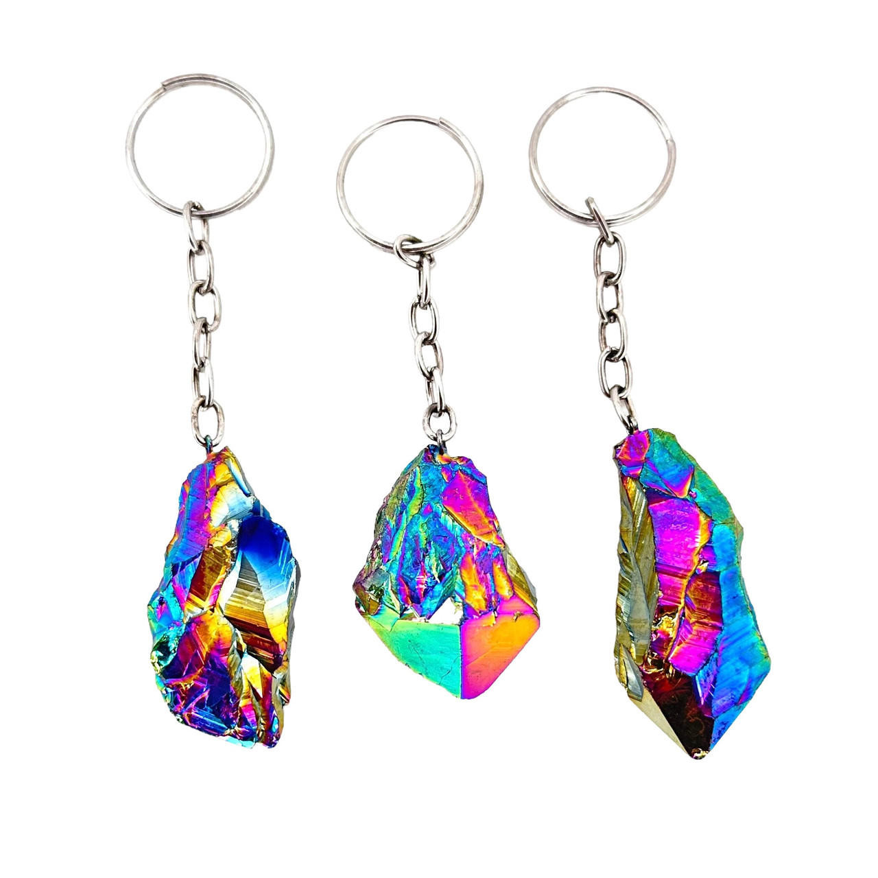 Raw Flame Aura Quartz Keychain | New Moon Beginnings