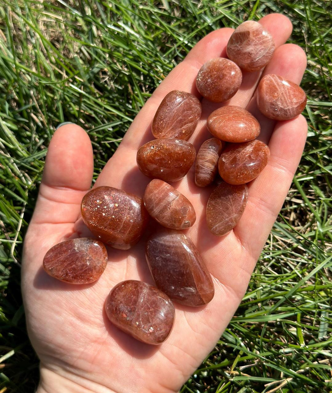 Sunstone Tumbled Stone - Grade AAA Flashy Polished Sunstone