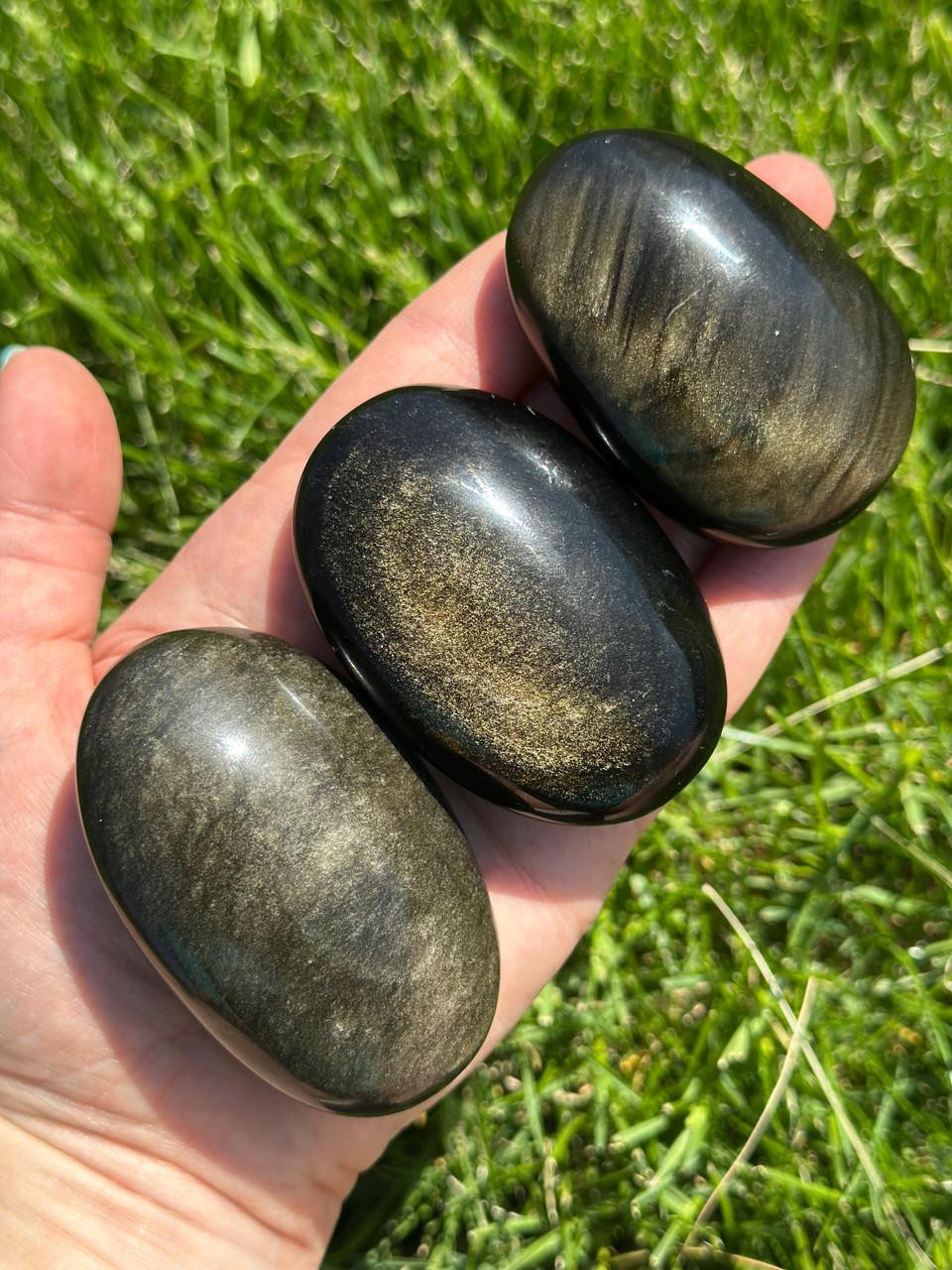 Gold Sheen Obsidian Palm Stone | New Moon Beginnings