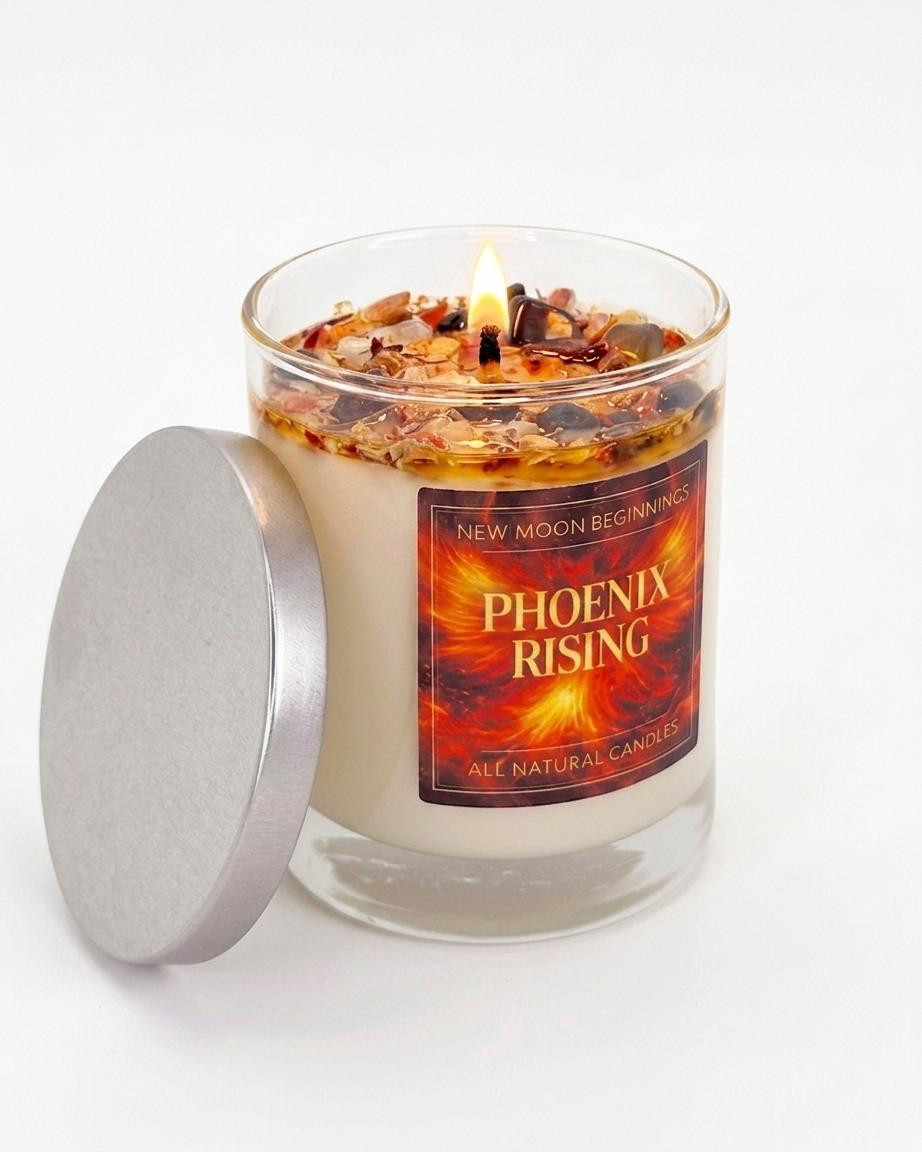 Phoenix Rising Candle - New Moon Beginnings | New Moon Beginnings