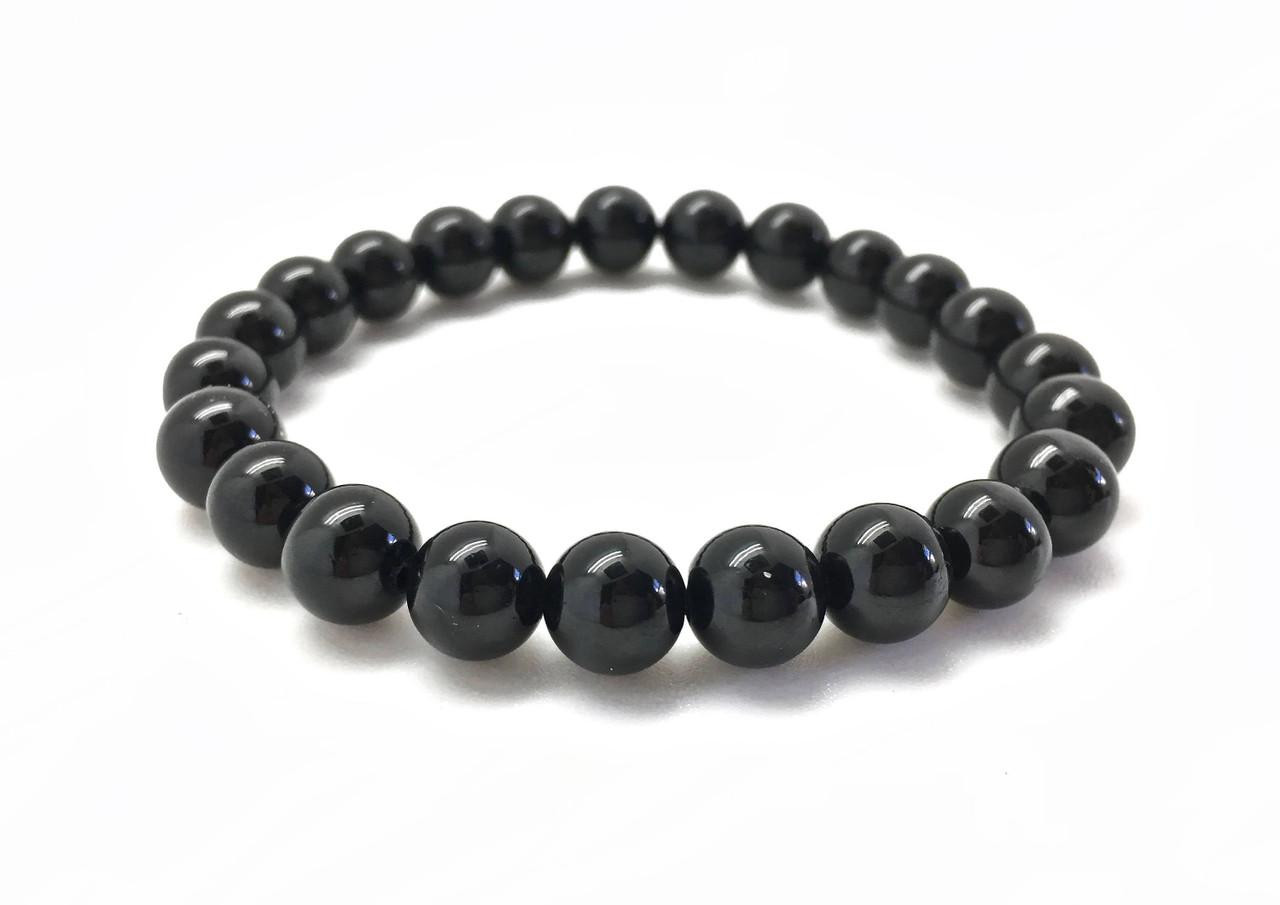 Black Tourmaline Elastic Bracelet - 6mm & 8mm Beads | New Moon