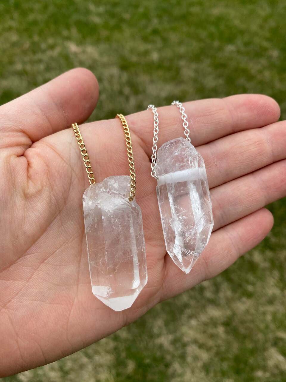 Clear Quartz Raw Point Pendant New Moon Beginnings