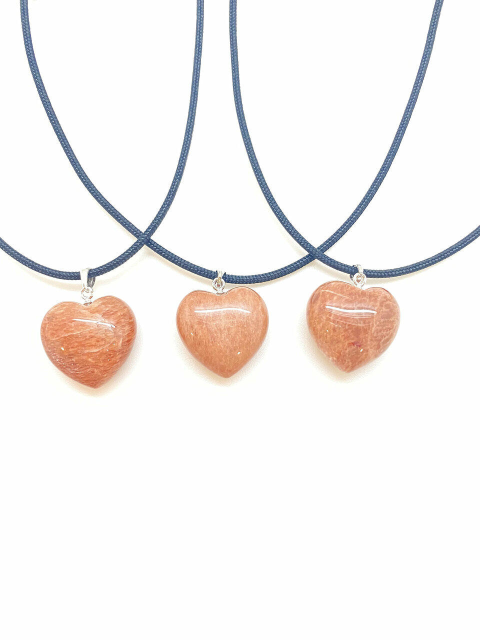 Peach Moonstone Heart Necklace - 28
