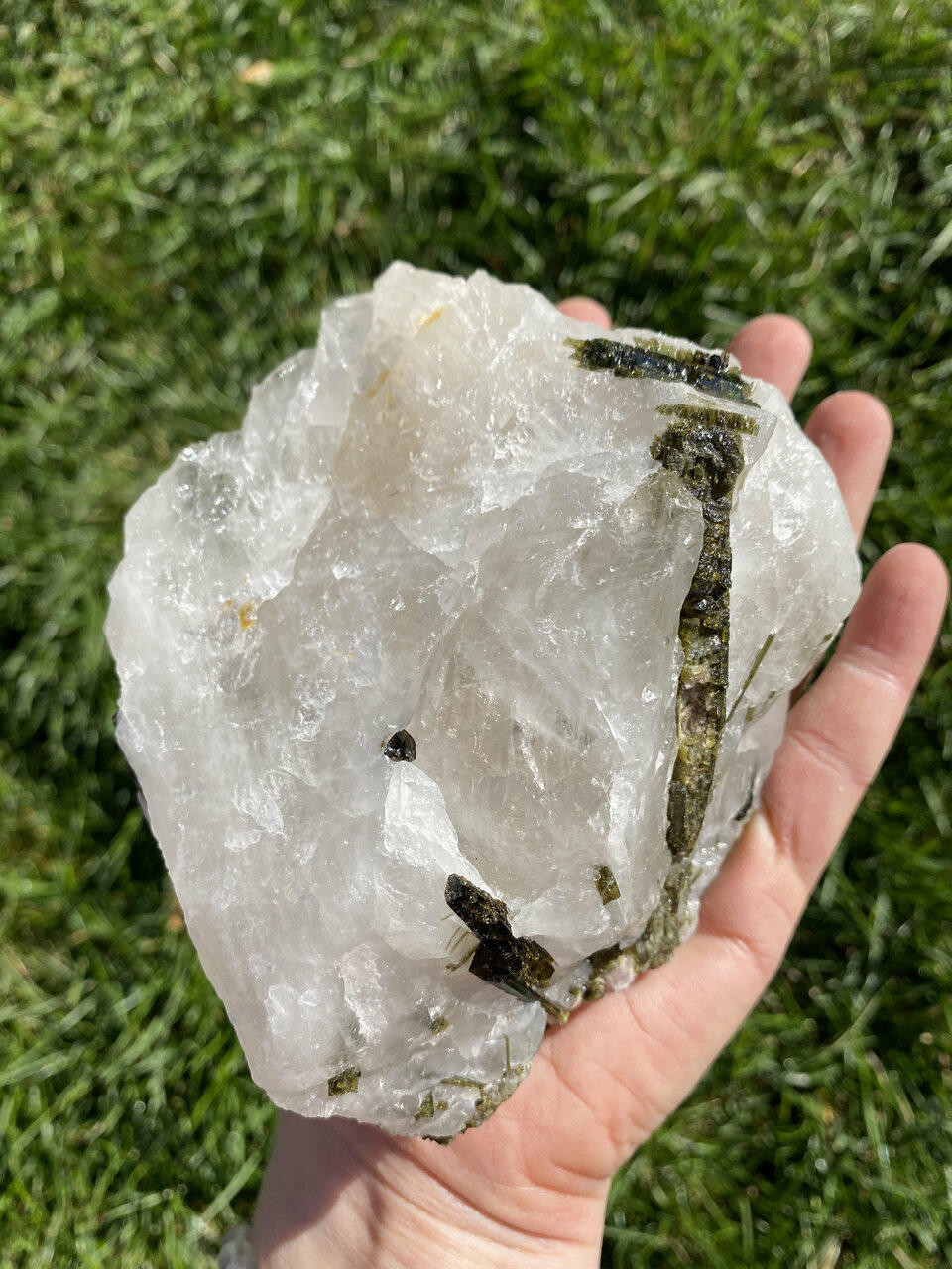 Raw Green Tourmaline & Clear Quartz Crystal - 21 | New Moon Beginnings