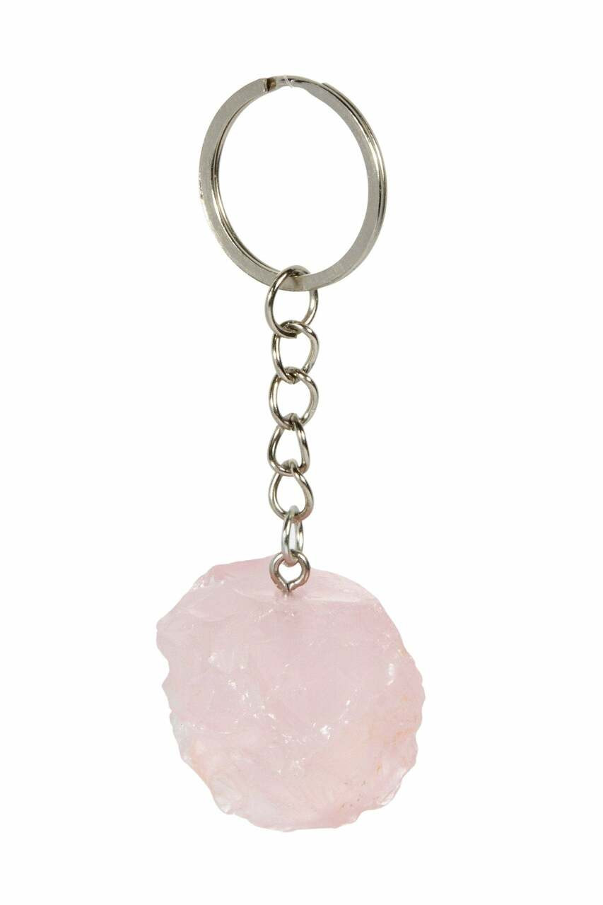 Raw Rose Quartz Crystal Keychain | New Moon Beginnings