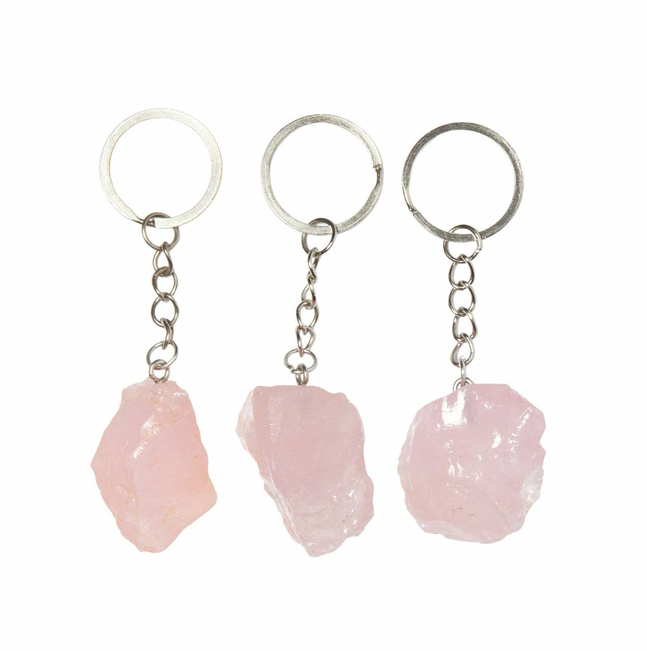 Raw Rose Quartz Crystal Keychain | New Moon Beginnings