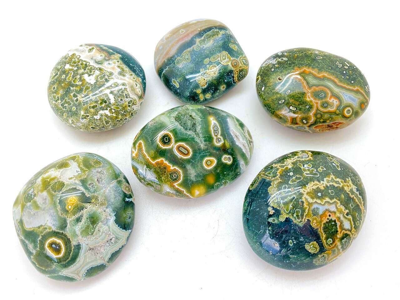 Ocean Jasper Worry Stone - Polished Stone Oval | New Moon Beginnings
