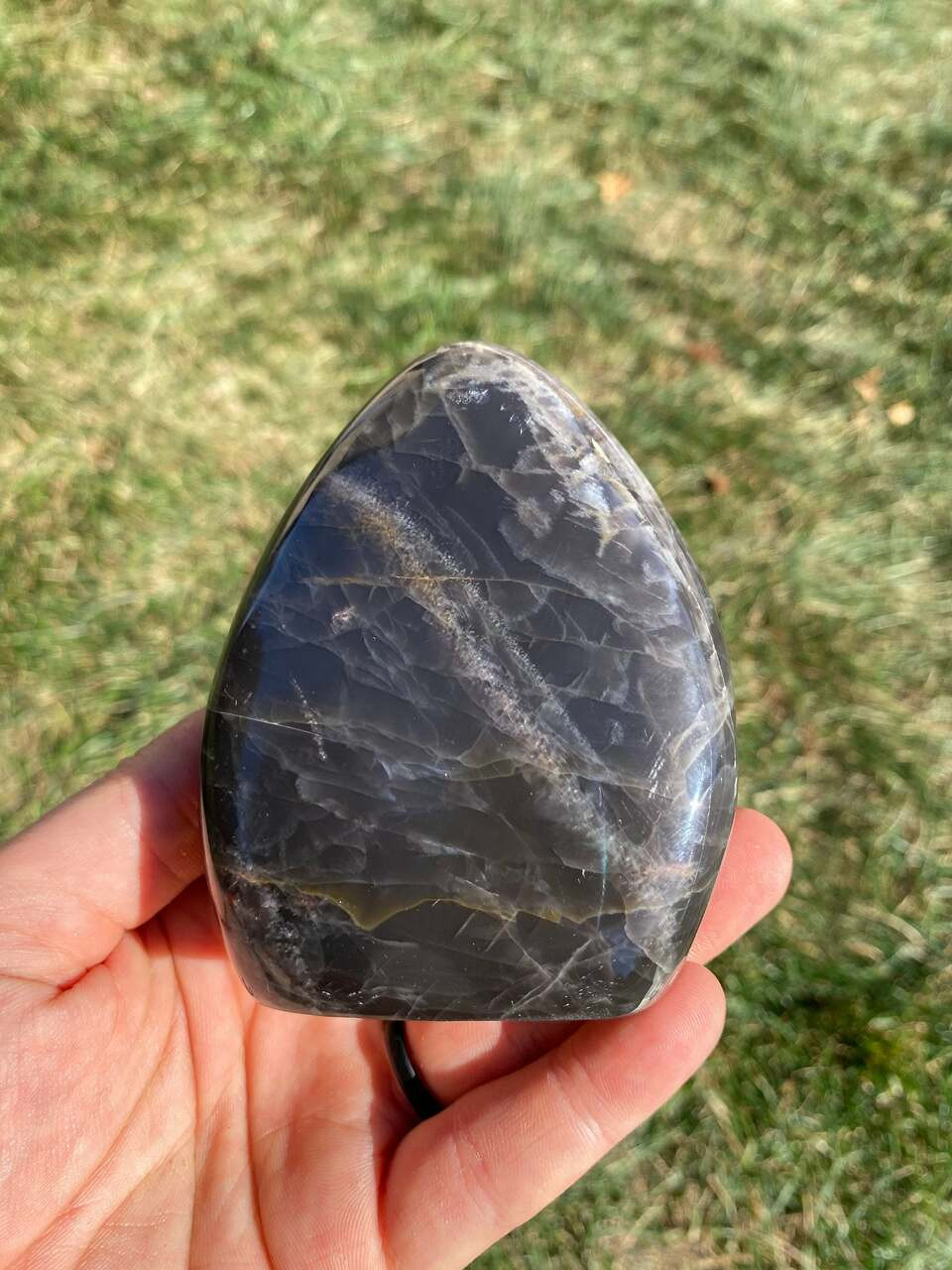 Black Moonstone Moon - Polished Standing Stone | New Moon Beginnings