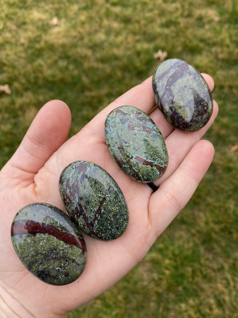 Dragon Stone Jasper Palm Stone - Polished Stone Oval | New Moon