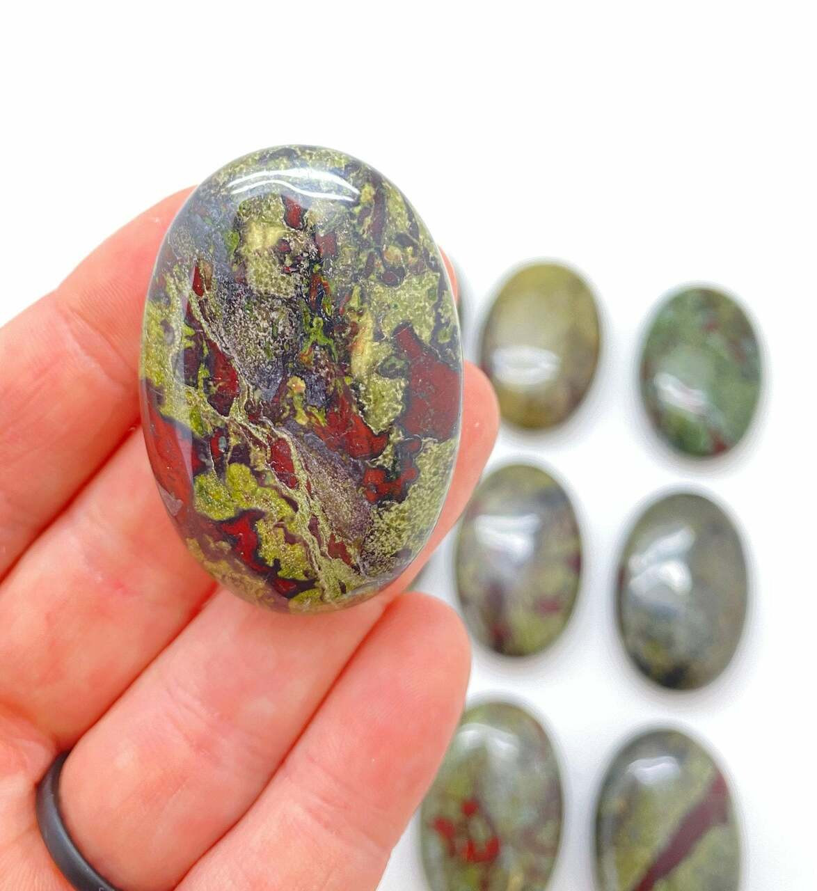 Dragon Stone Jasper Palm Stone - Polished Stone Oval | New Moon