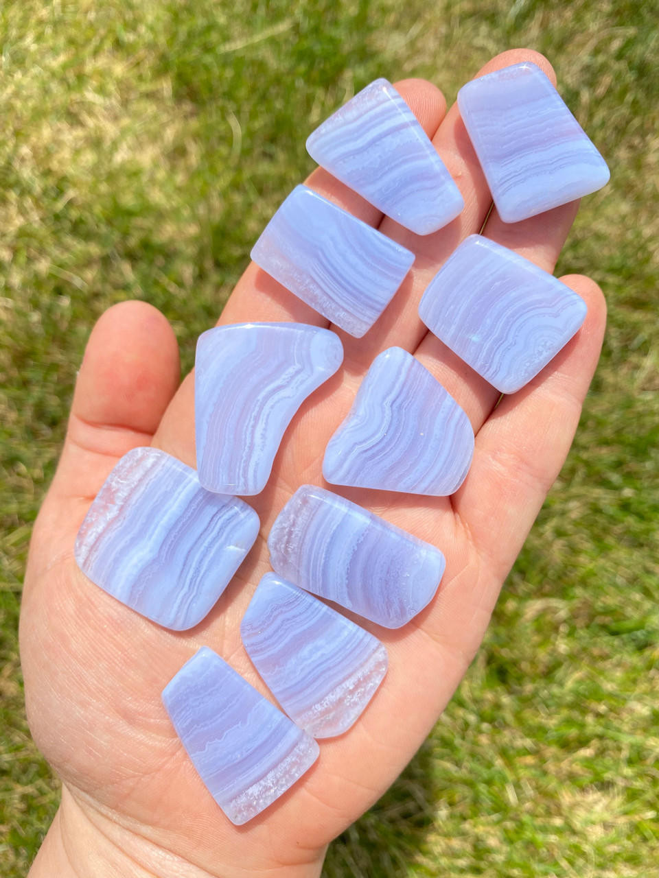 Blue Lace Agate Slab - Polished Stone | New Moon Beginnings