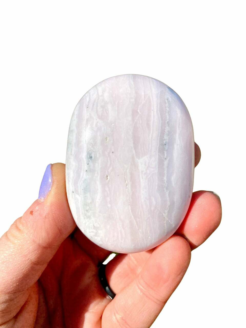 Mangano Calcite Palm Stone - Polished Crystal Oval | New Moon