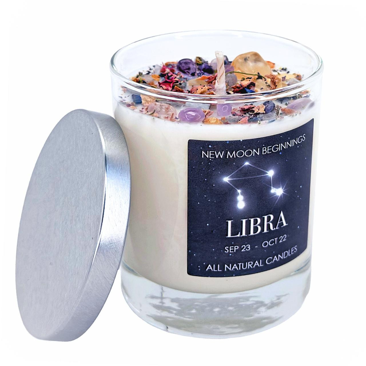 Libra Crystal Candle - Zodiac (Sep. 23 - Oct. 22) | New Moon