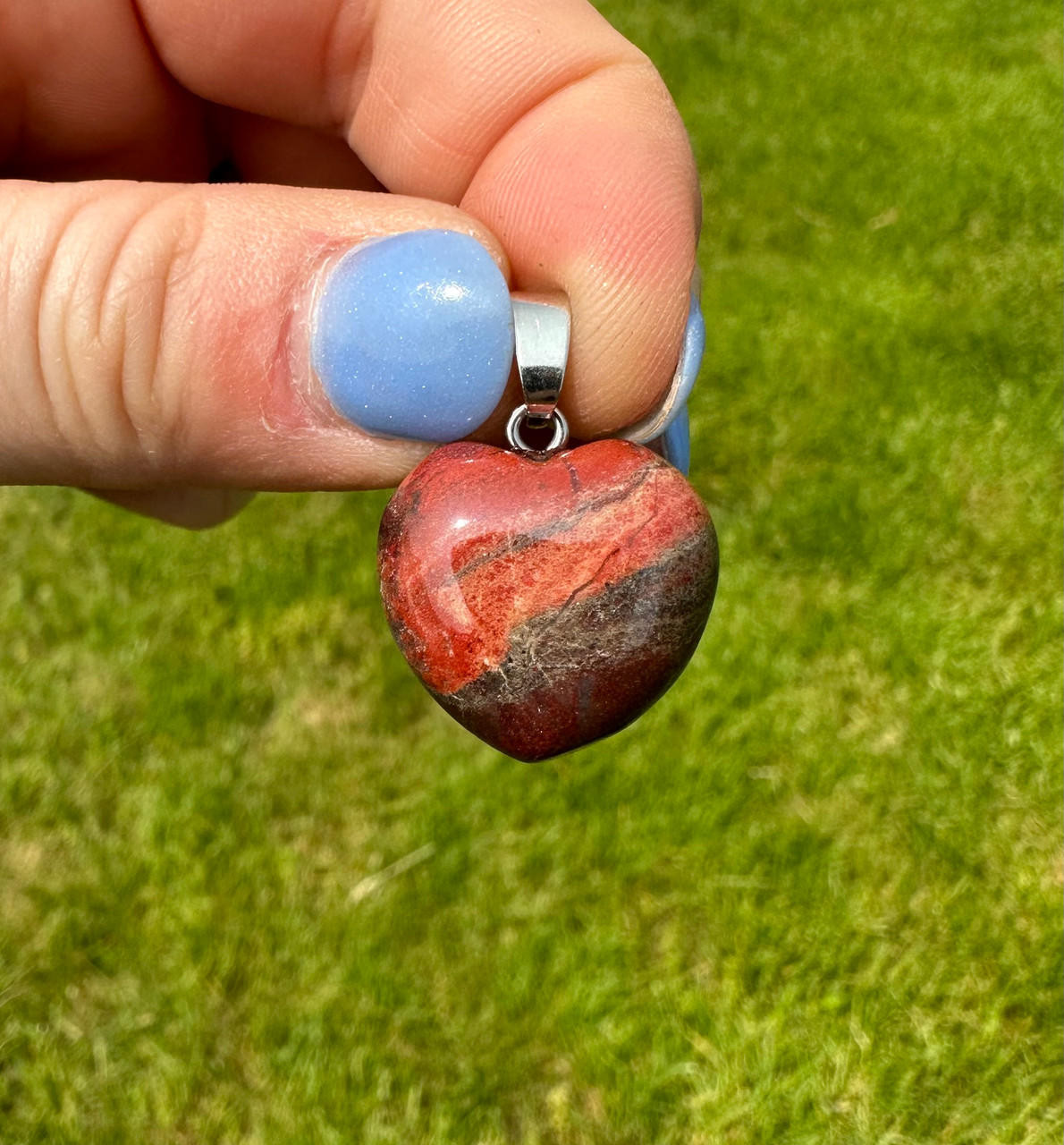 Pendentif Coeur En Pierre Naturelle Jaspe (jasper) - Perle Pendante - Neuf Non Ouvert