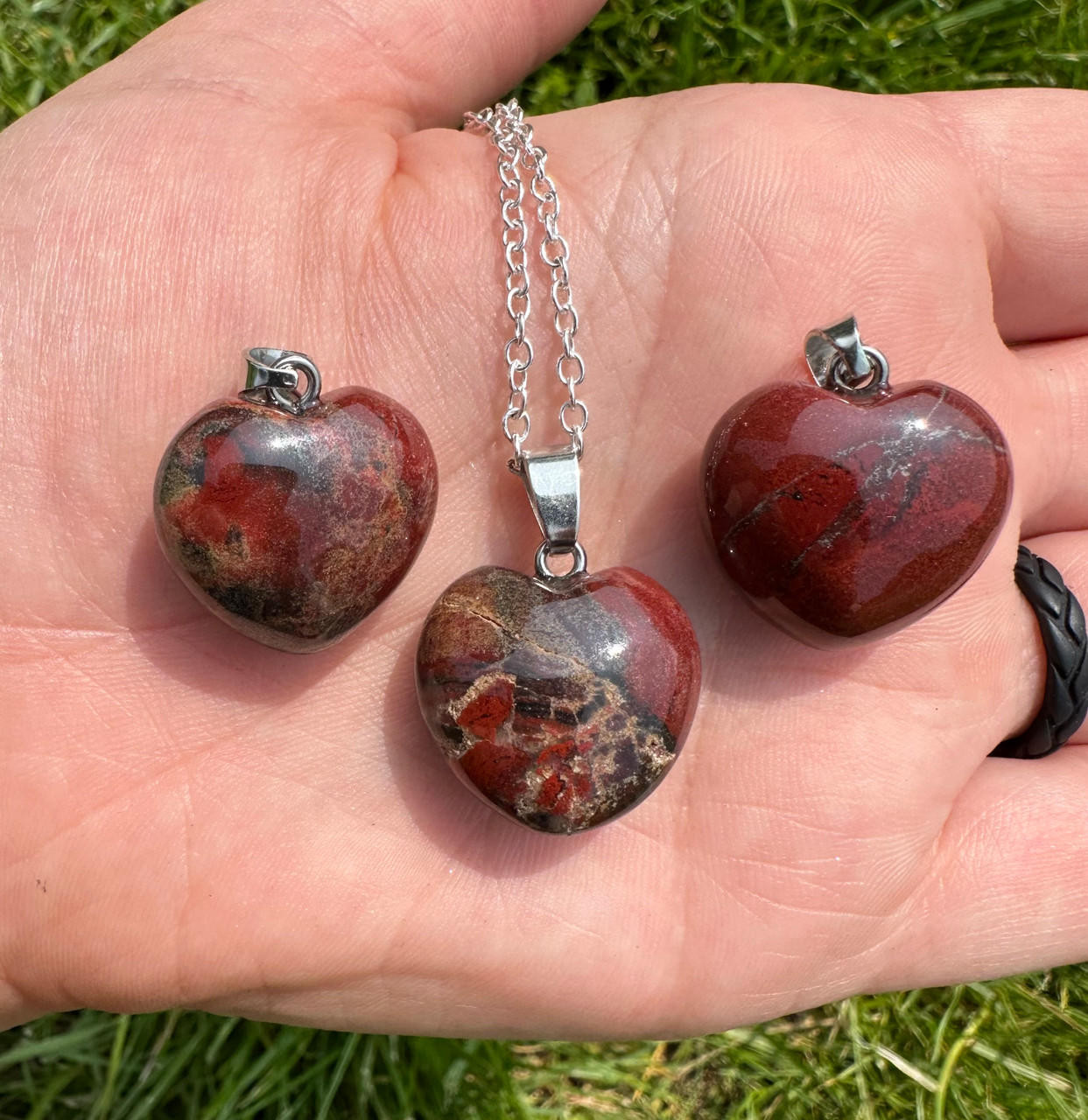 Pendentif Cœur En Pierre De Jaspe (jasper) - Perle Pendante Pour Création De Bijoux - Neuf