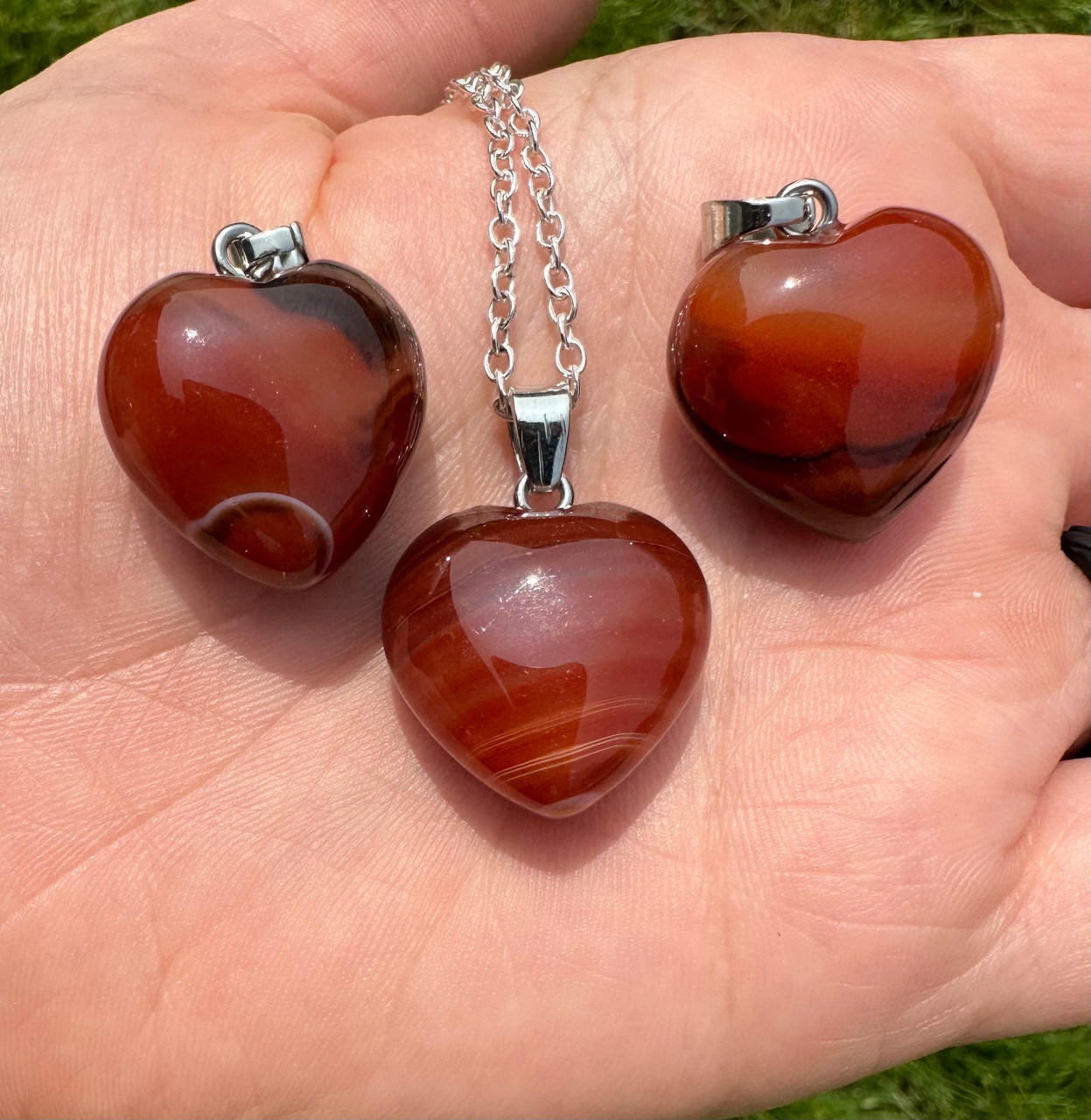 Carnelian Carved Heart Beads