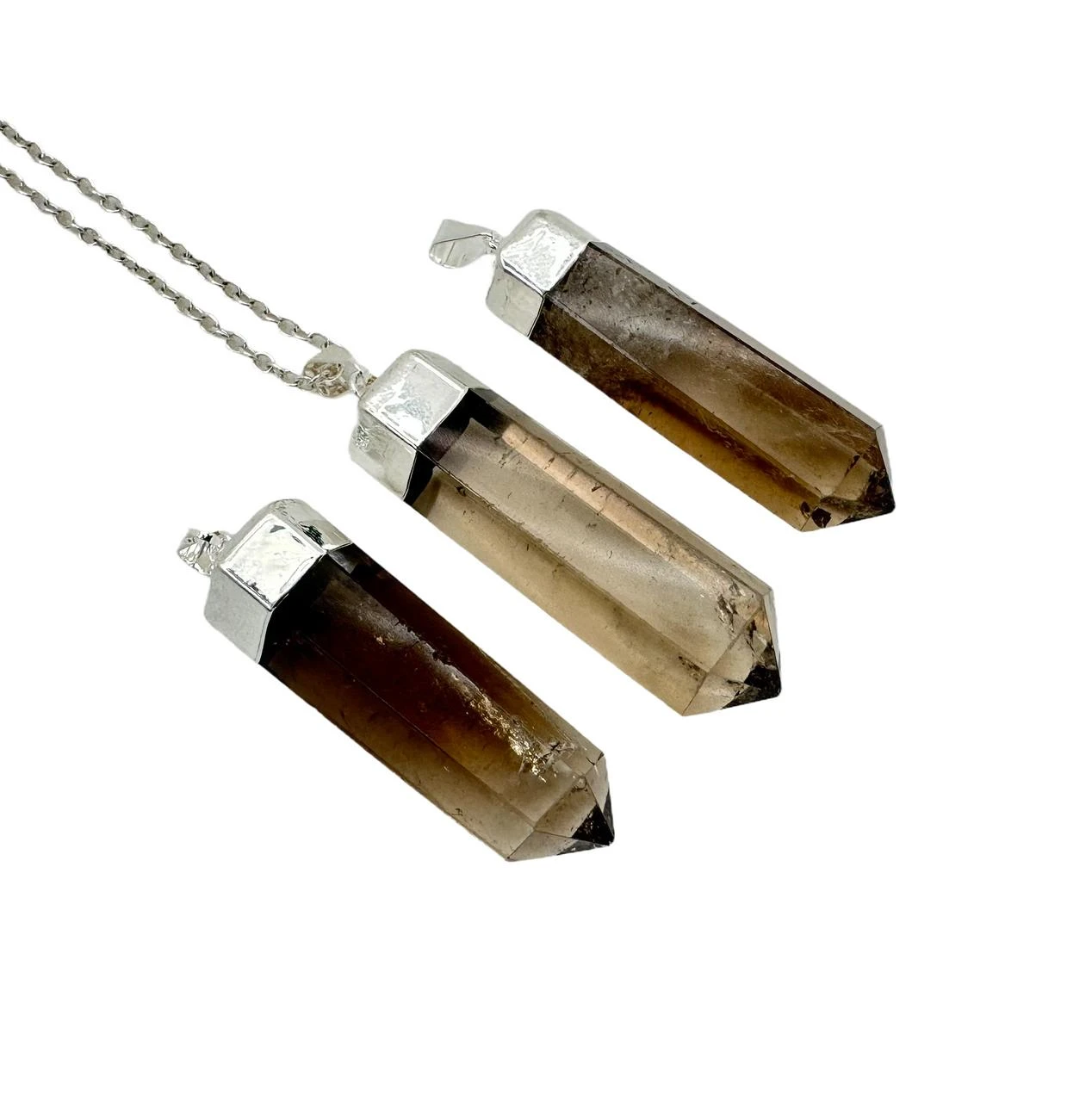 Key Quartz Point Smoky Quartz Point Pendant - Silver Color Setting | New Moon Beginnings