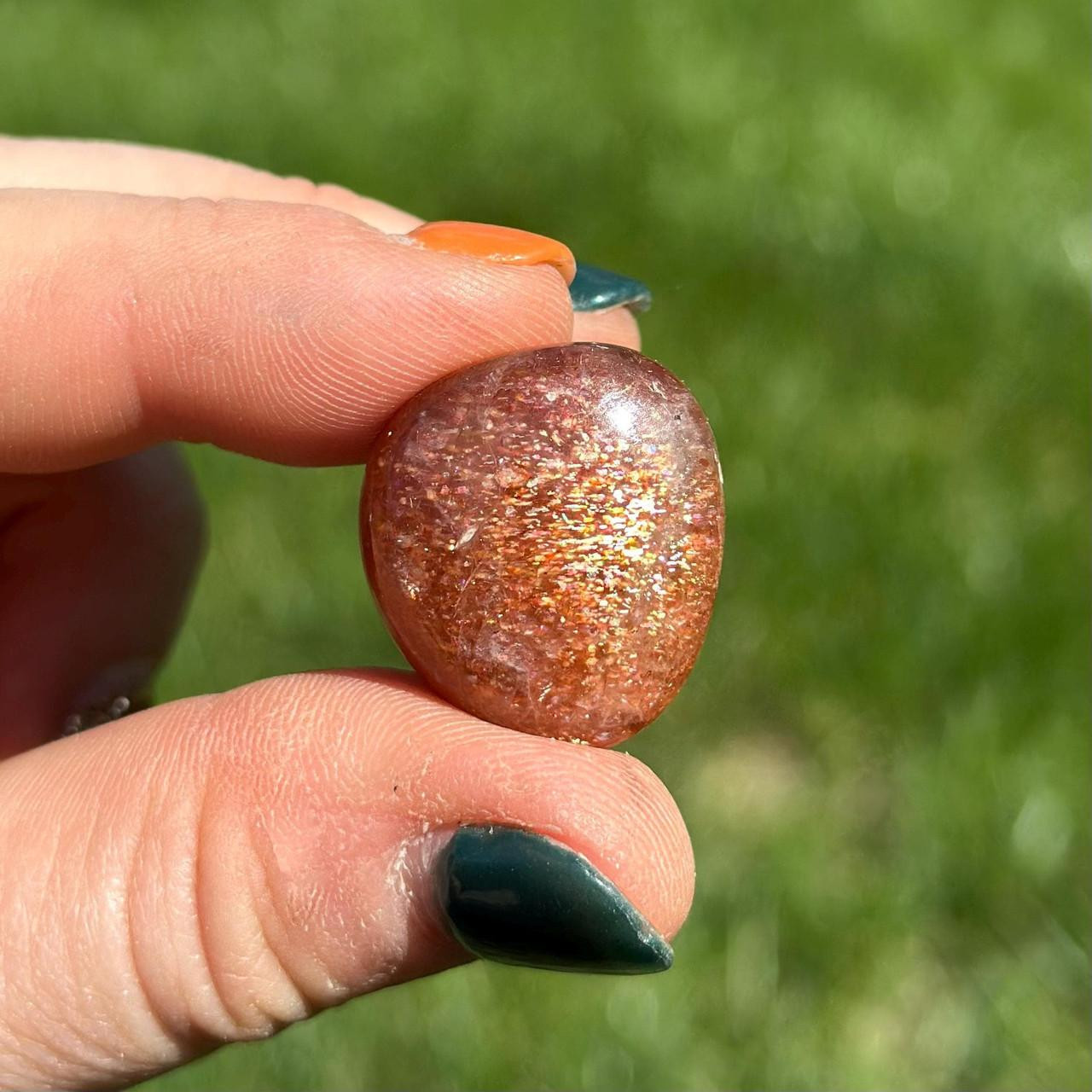 Sunstone Tumbled Stone - Grade AAA Flashy Polished Sunstone