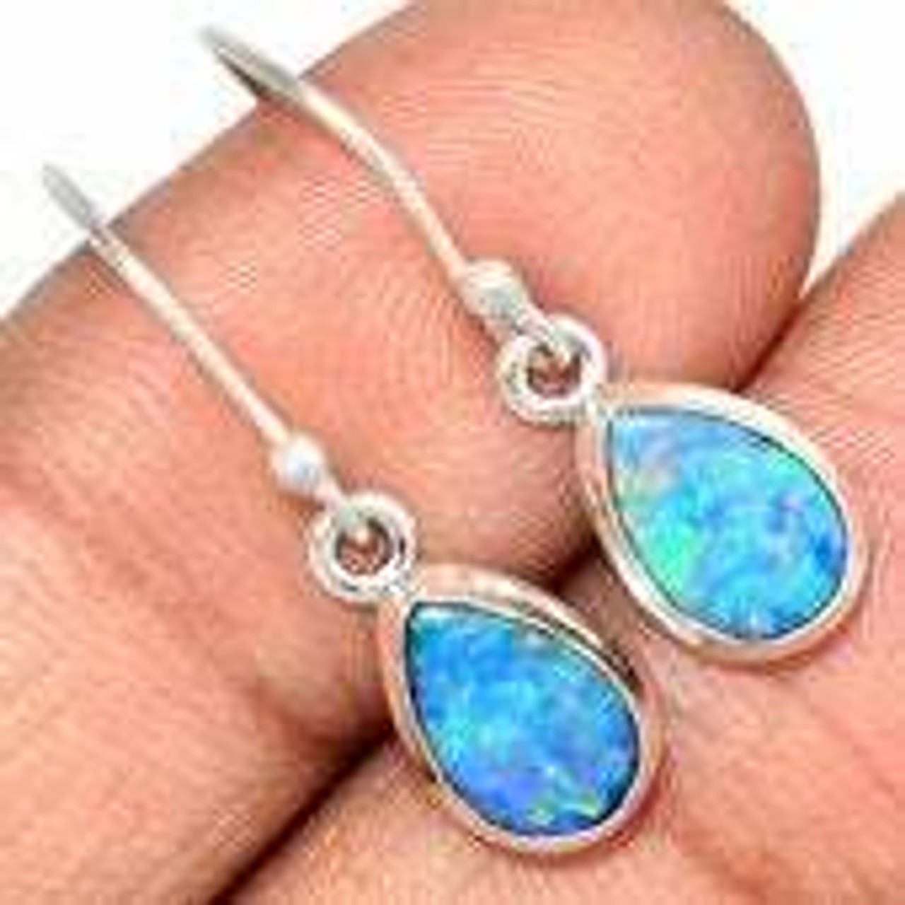 Australian Opal Polished Teardrop Dangle Earrings - Silver - 285 | New Moon Beginnings