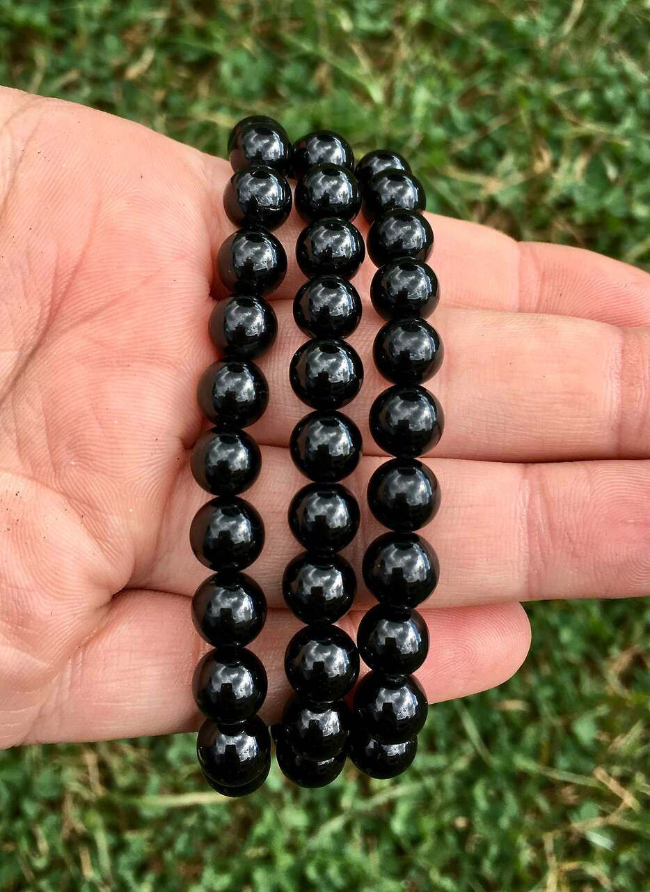 Black Beaded Bracelet Natural Tourmaline