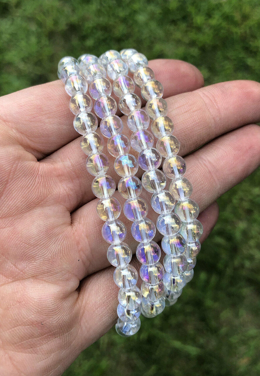 Balanced Aura Beads Bracelet in Clear