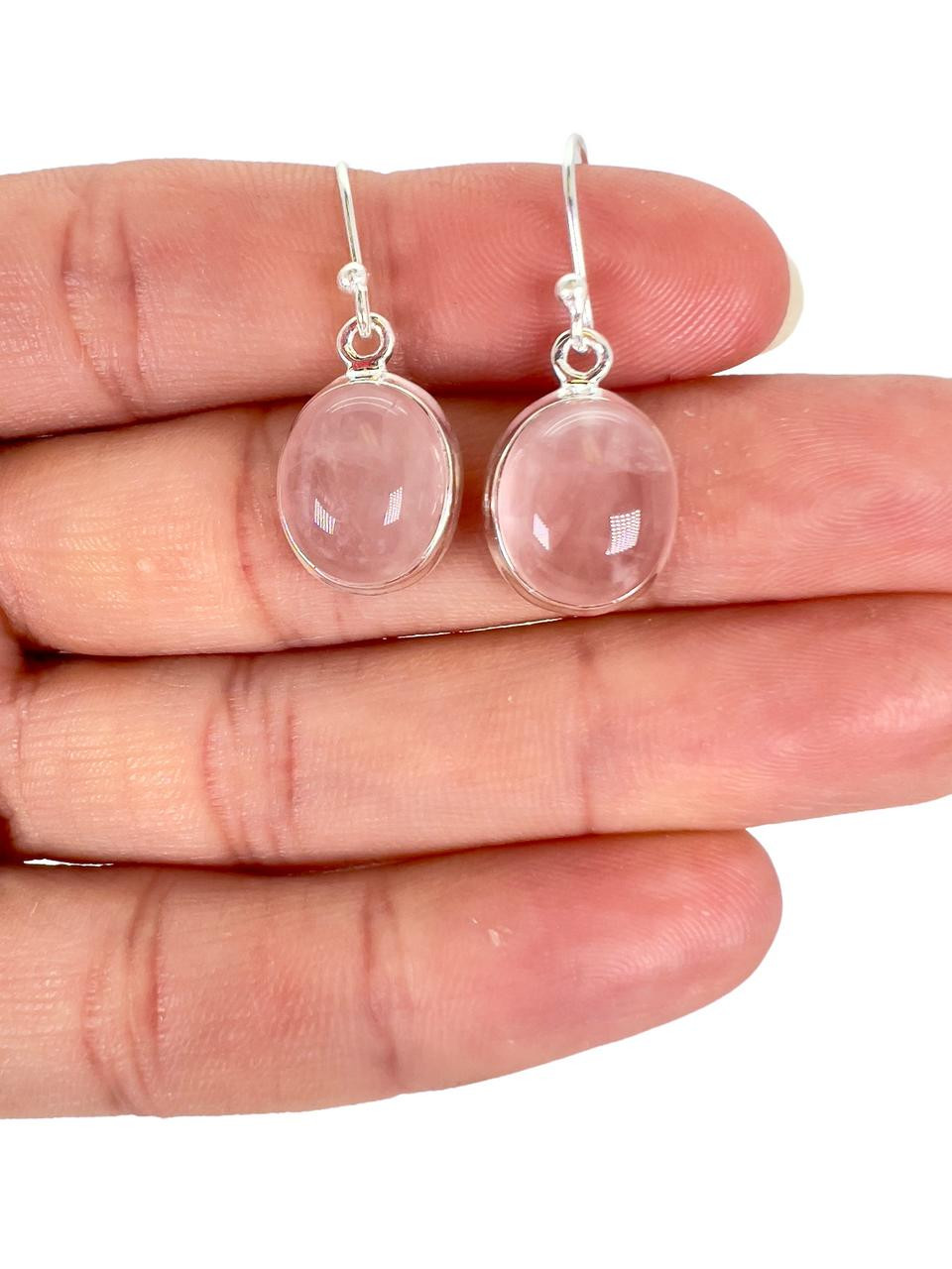 Twisted Crylinder And Round Shape Rose Quartz Dangle Earrings