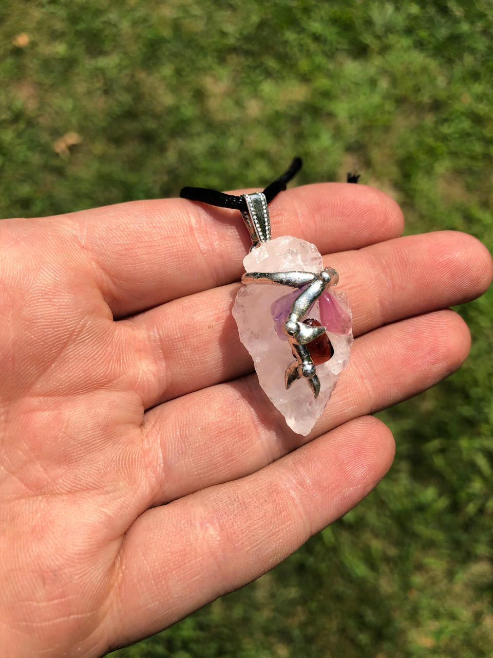 Crystal Necklace Gold Wire Wrapped Purple Garnet Healing Crystal Point – LB  Diamond Store