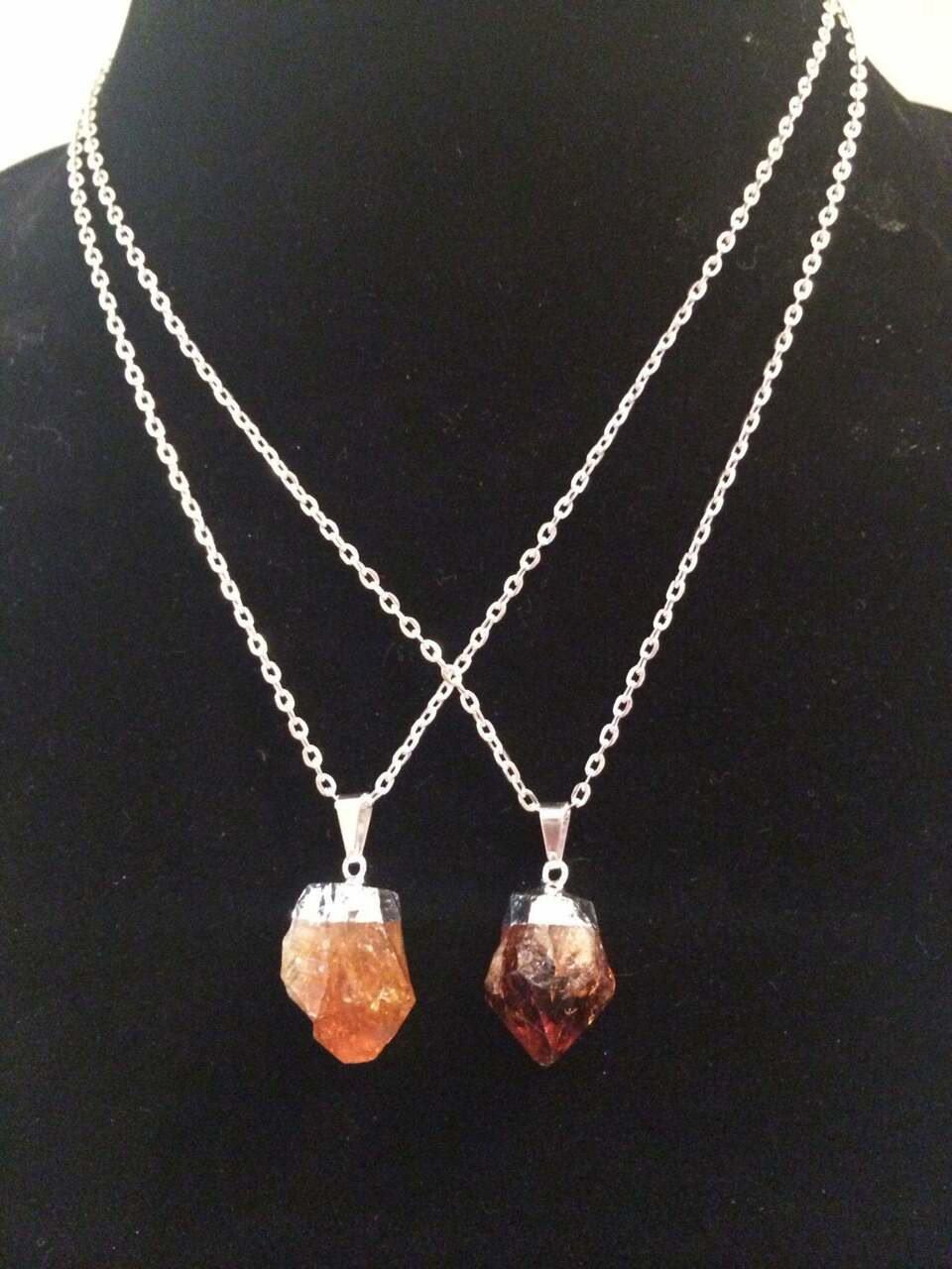 Citrine (Treated) Raw Pendant in Plated 