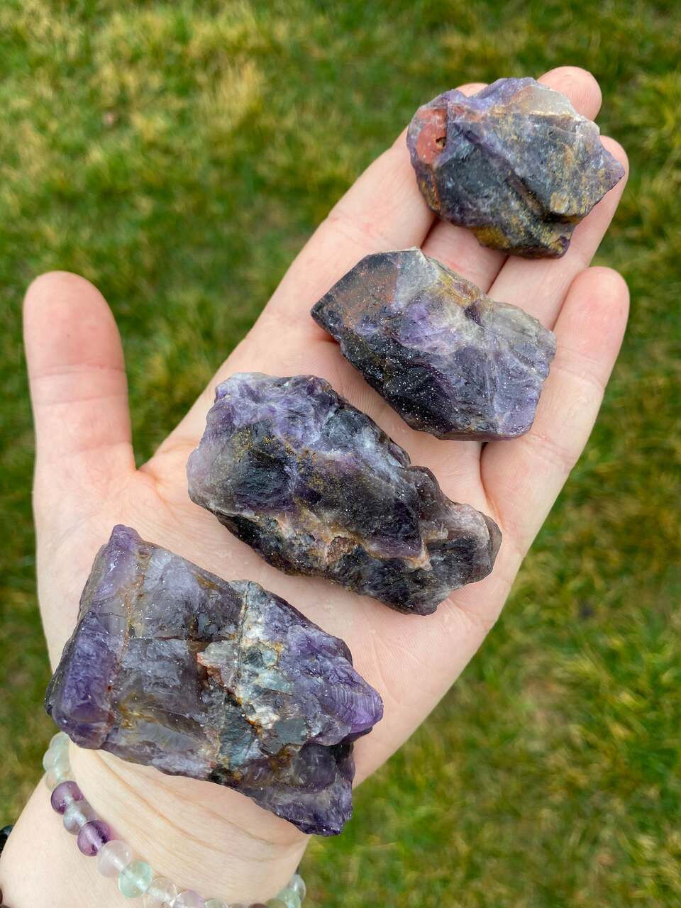 Raw Amethyst & Hematite Crystal with Inclusions