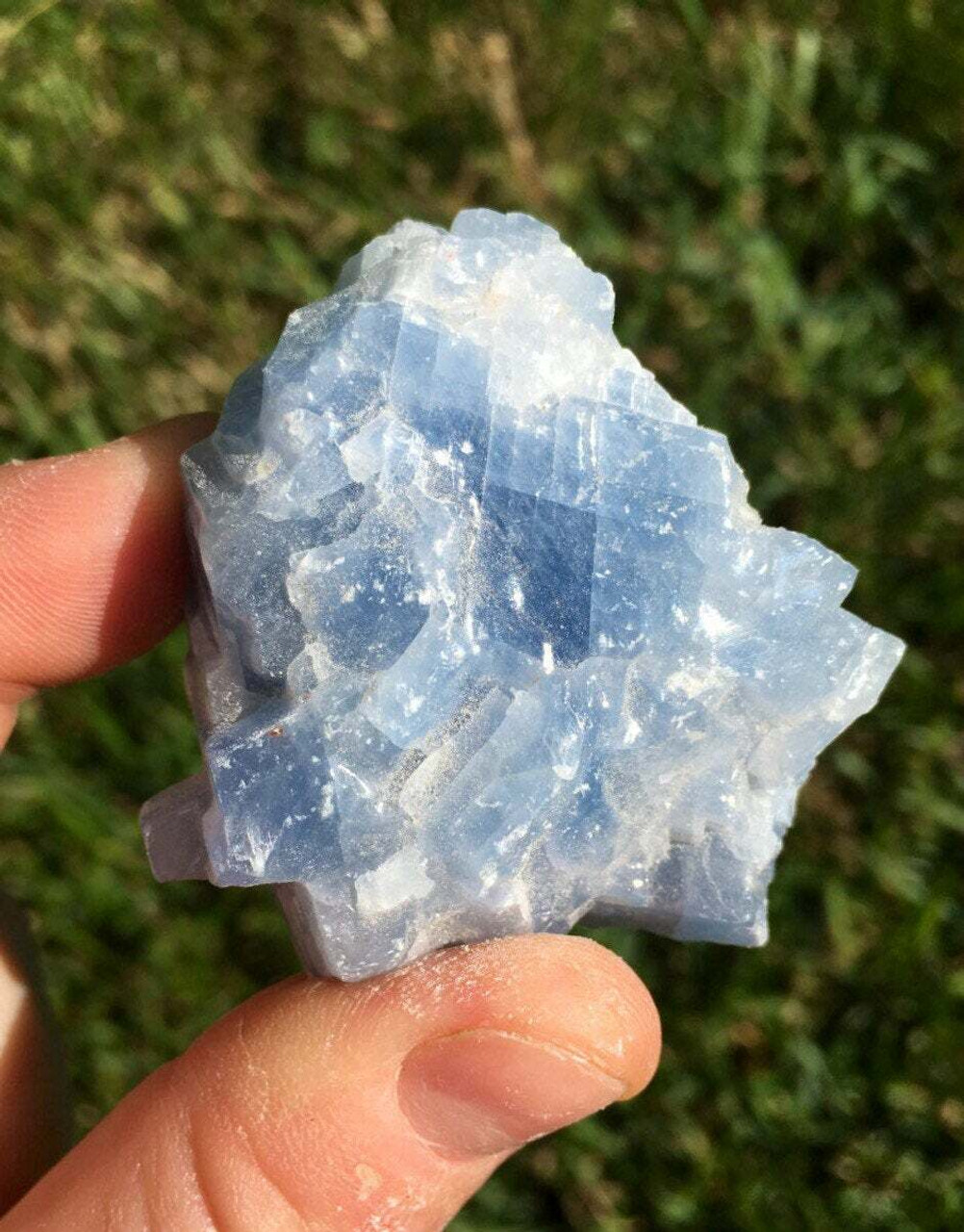 light blue calcite crystals