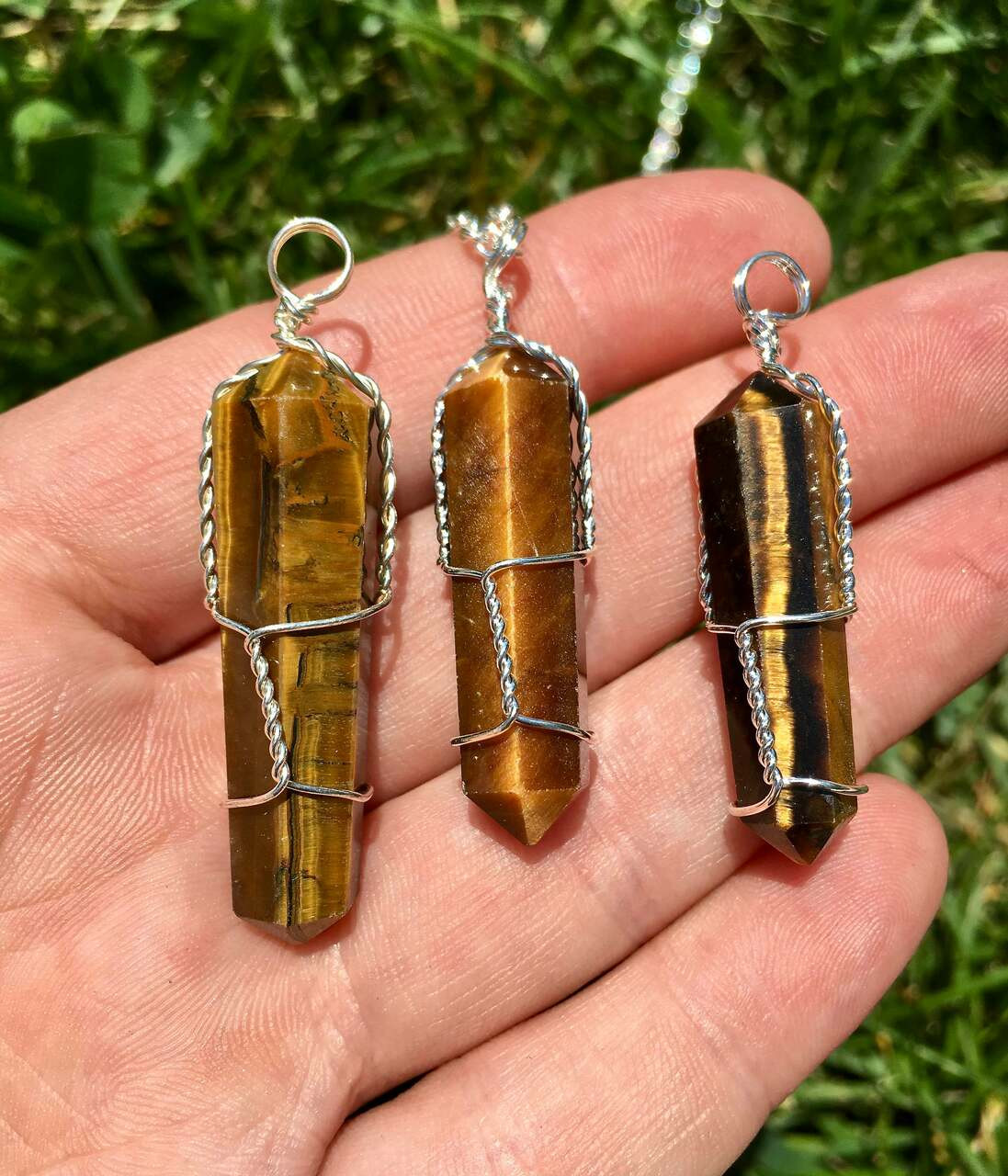 Silver Acorn and Leaf Pendant - Tigers Eye | Silvermoon