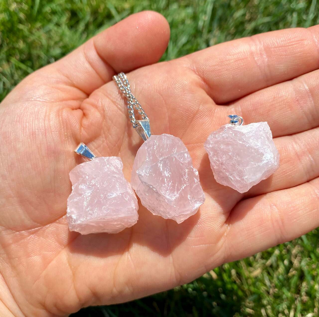 Rose Quartz Raw Pendant New Moon Beginnings Rose Quartz Raw Pendant New Moon Beginnings