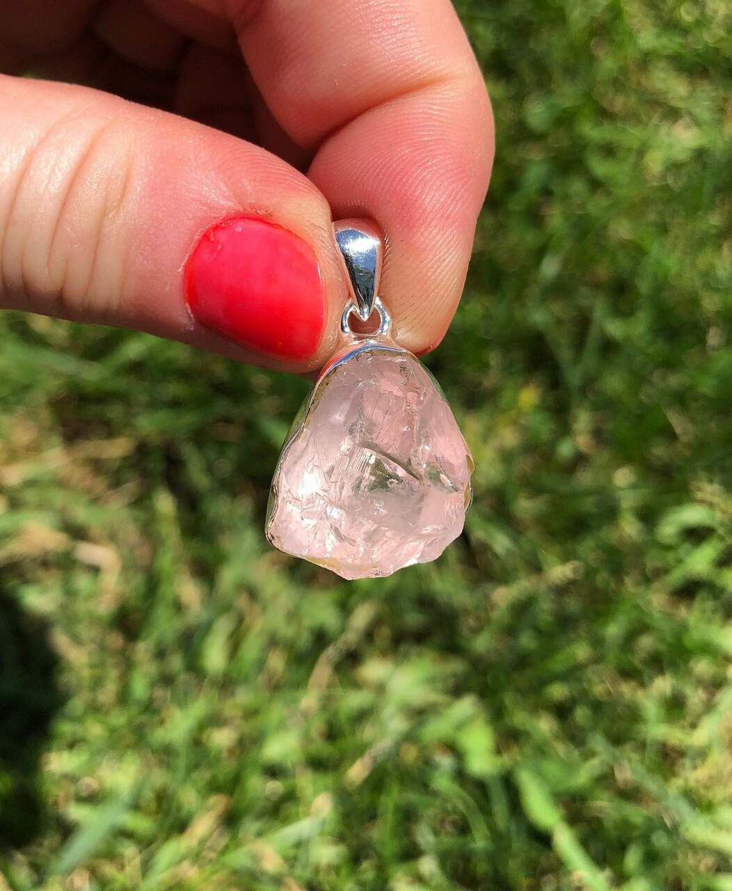 Rose quartz store pendants sterling silver