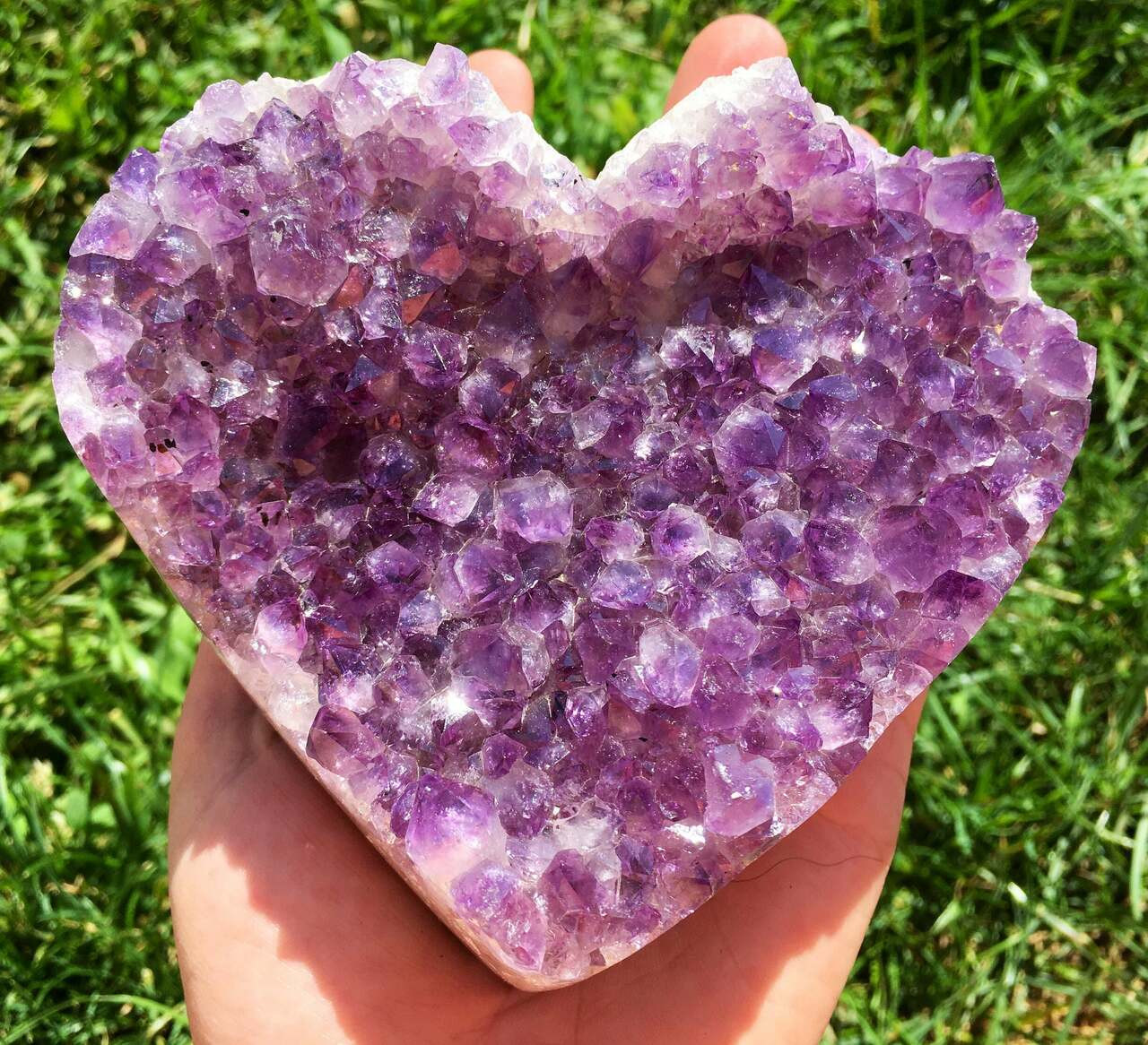 Raw Amethyst Heart Crystal Cluster Geode (Small)