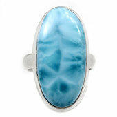 Larimar Ring in Sterling Silver, SIZE: 7 US - Polished Oval Ring