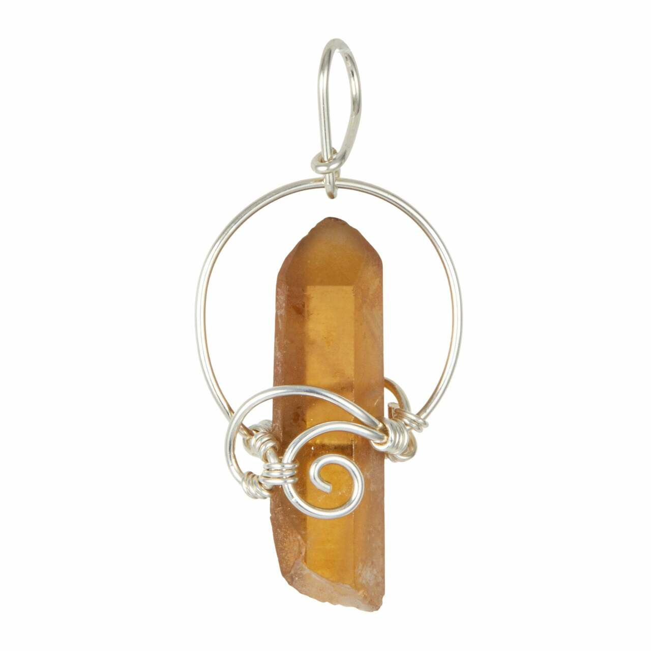 Natural Citrine Raw Point Pendant - Wire Wrapped - Sterling Silver - No.114  | New Moon Beginnings