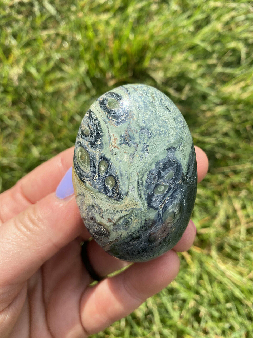 Kambaba Jasper Palm Stone 大自然のゴッホ　スフィア　① Kambaba Jasper Palm Stone 大自然のゴッホ