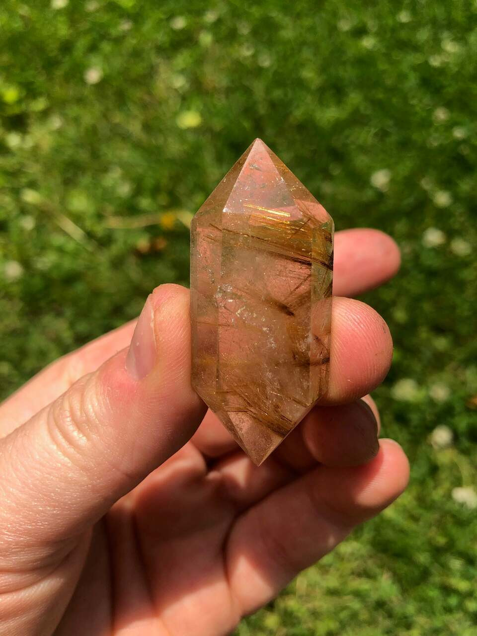 Large Clear Rutilated Smoky Quartz Crystal Terminated Point