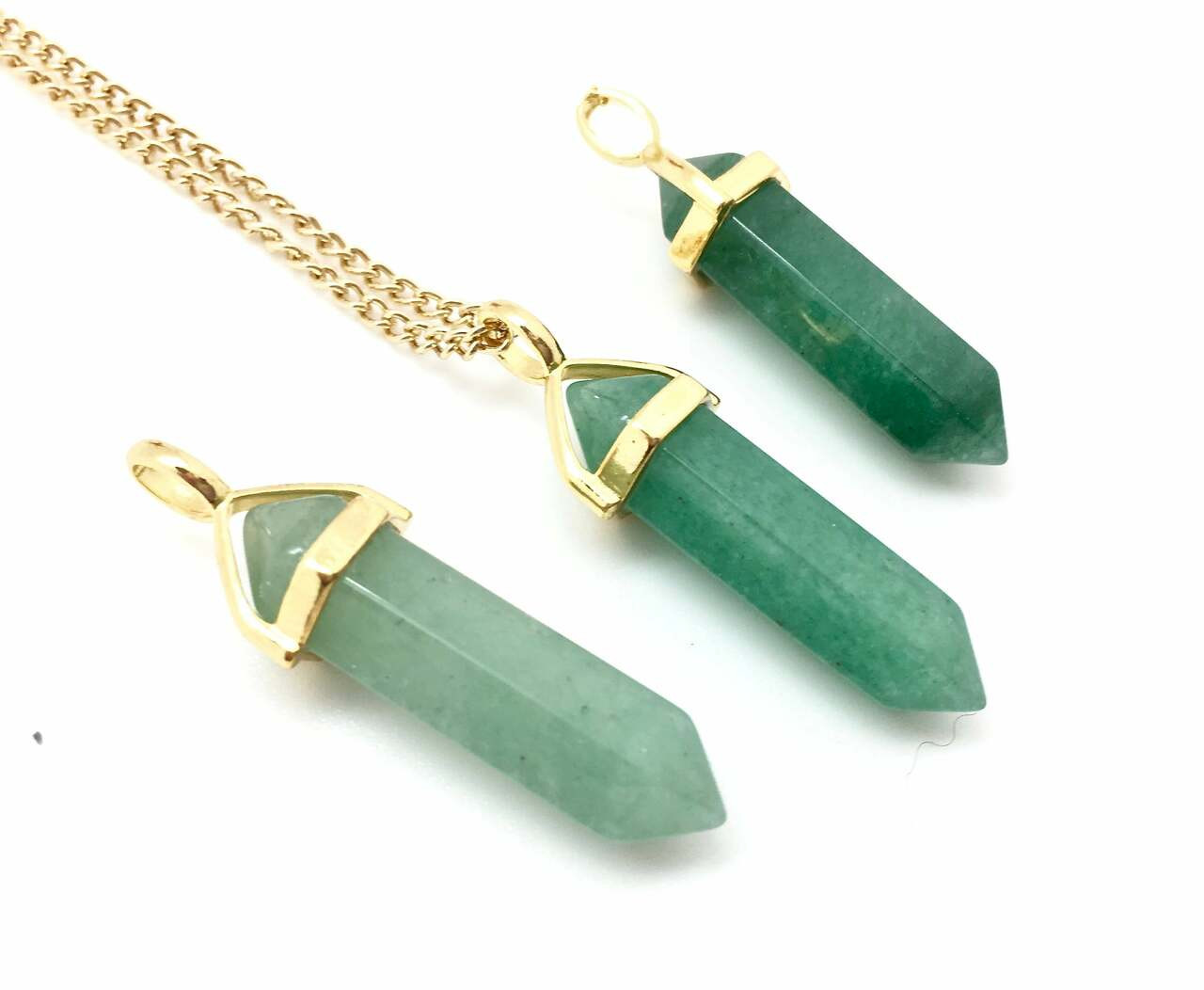 Green Aventurine Point Pendant Necklace