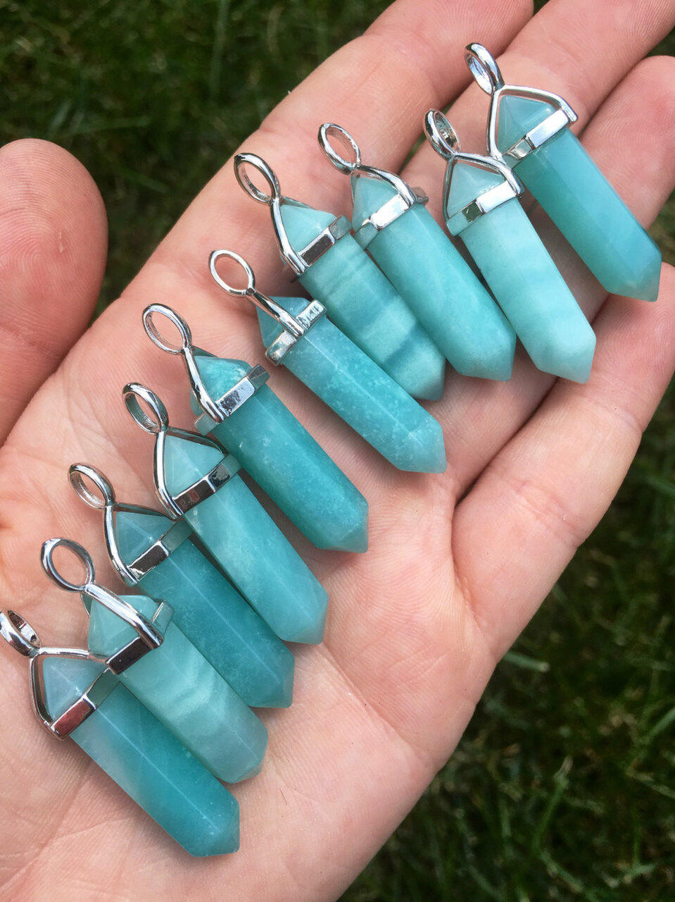 Amazonite Pendant - Polished Point Pendant | New Moon Beginnings