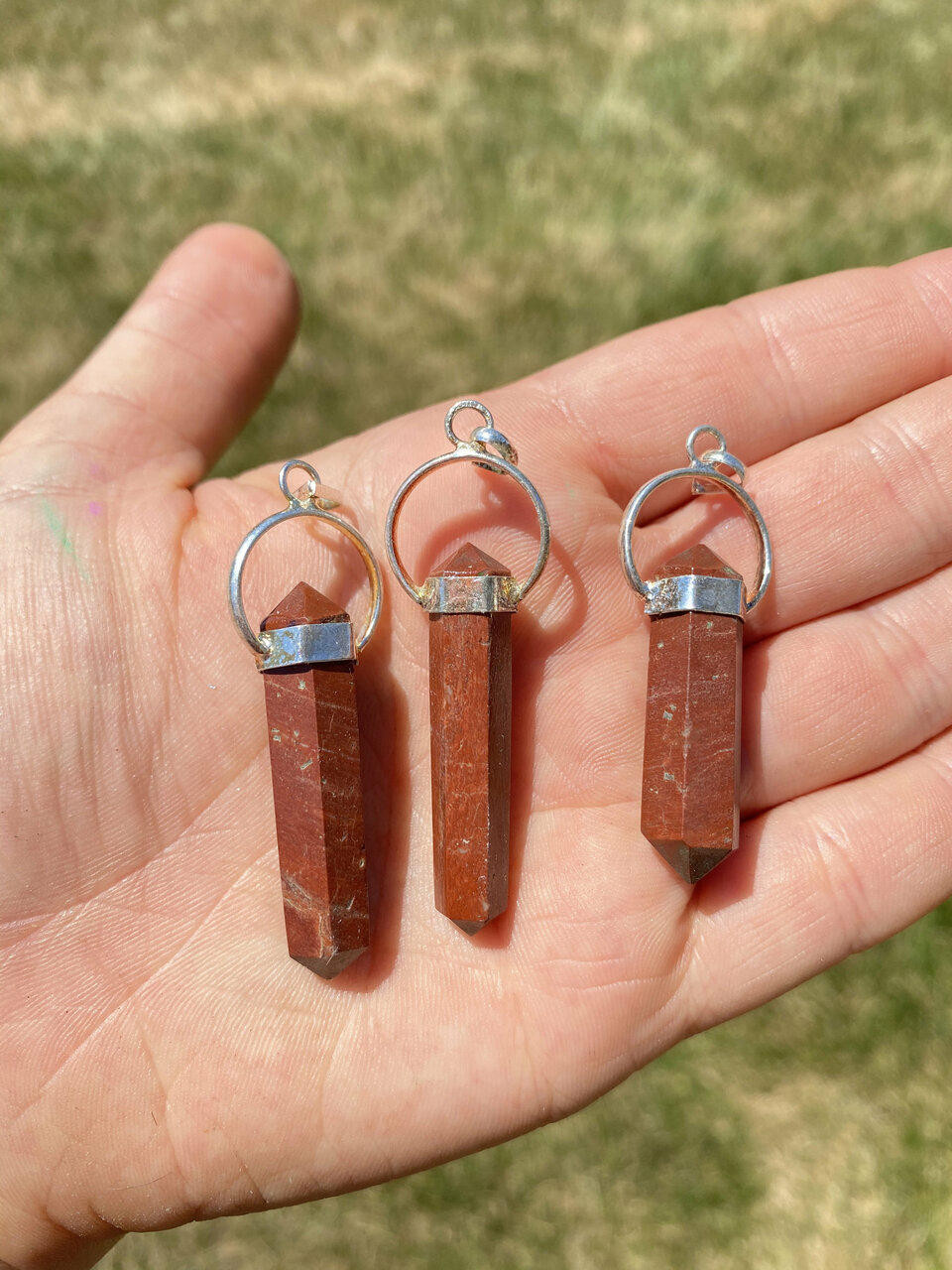 KALIFANO | Carnelian or Red Jasper Slice Necklace For Sale