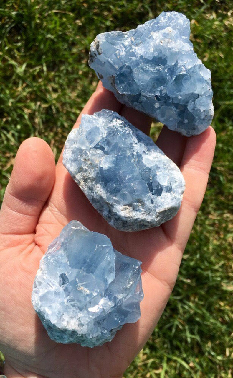 Raw Celestite Crystal Cluster - Natural Blue Celestite | New Moon