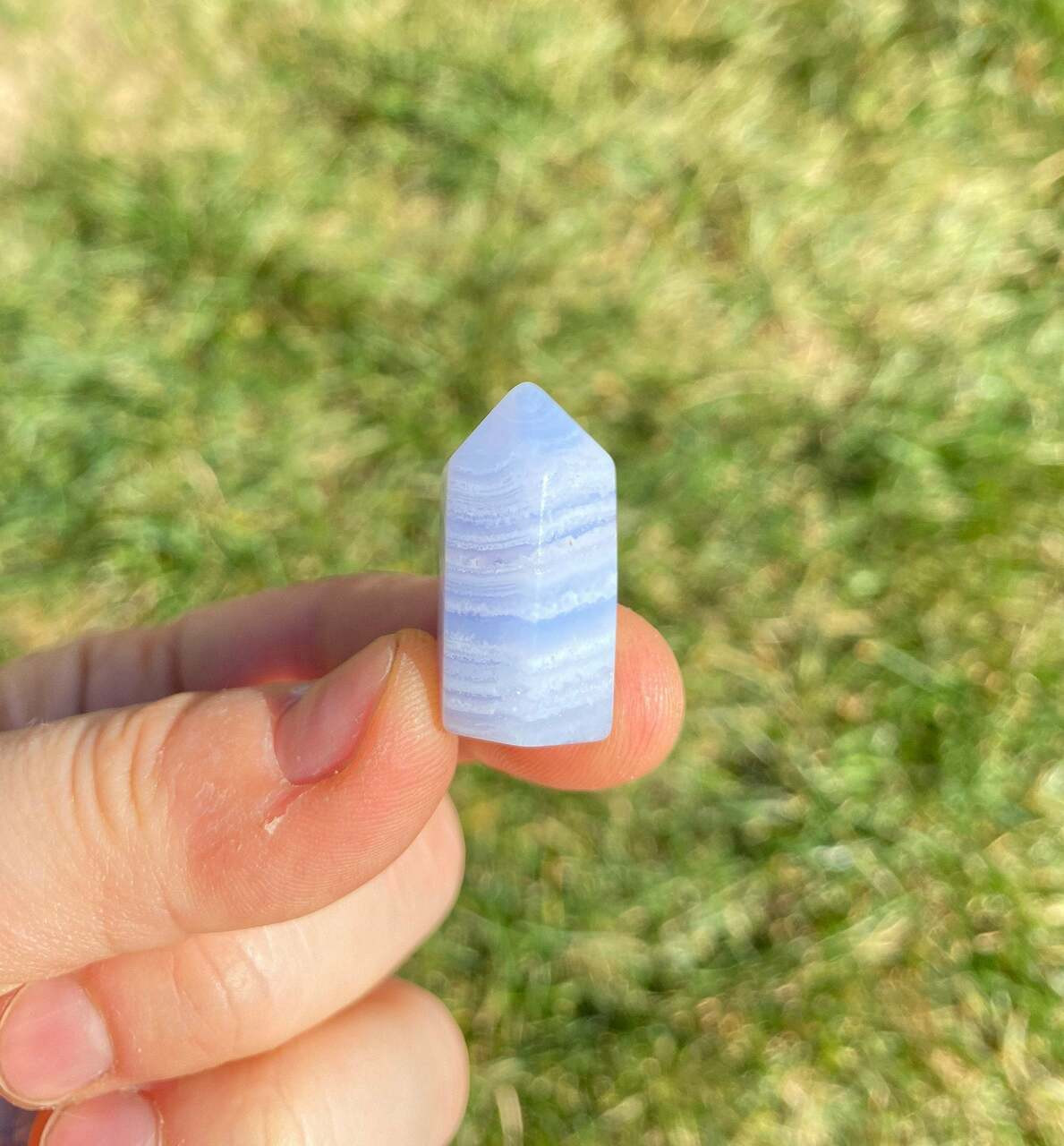 Natural Blue Lace Agate Healing Crystal Polished Blue Lace Agate Crystal Tower Crystal Wand Blue Lace Agate Point Blue Lace Agate