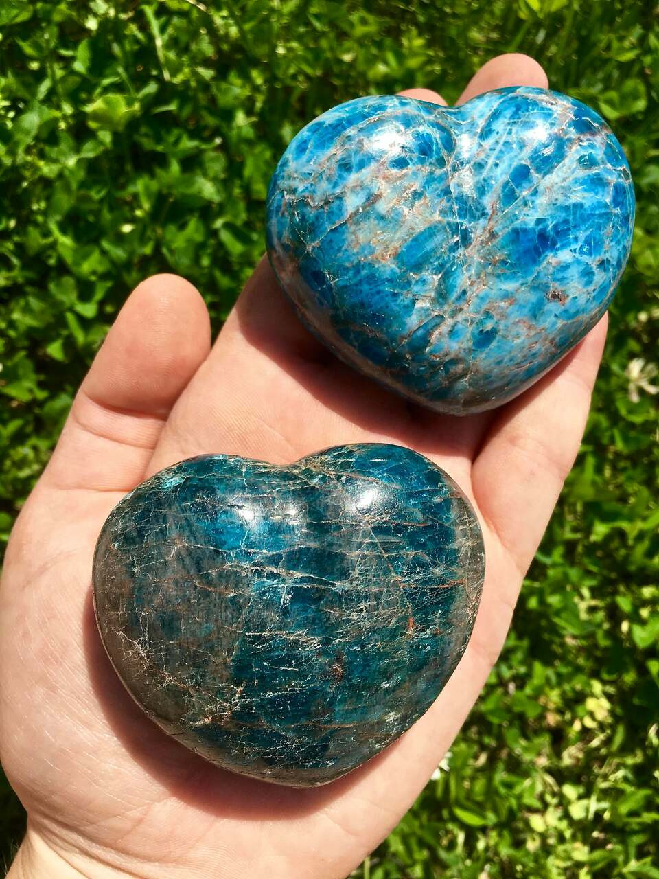 Blue Apatite Heart Polished Stone | New Moon Beginnings