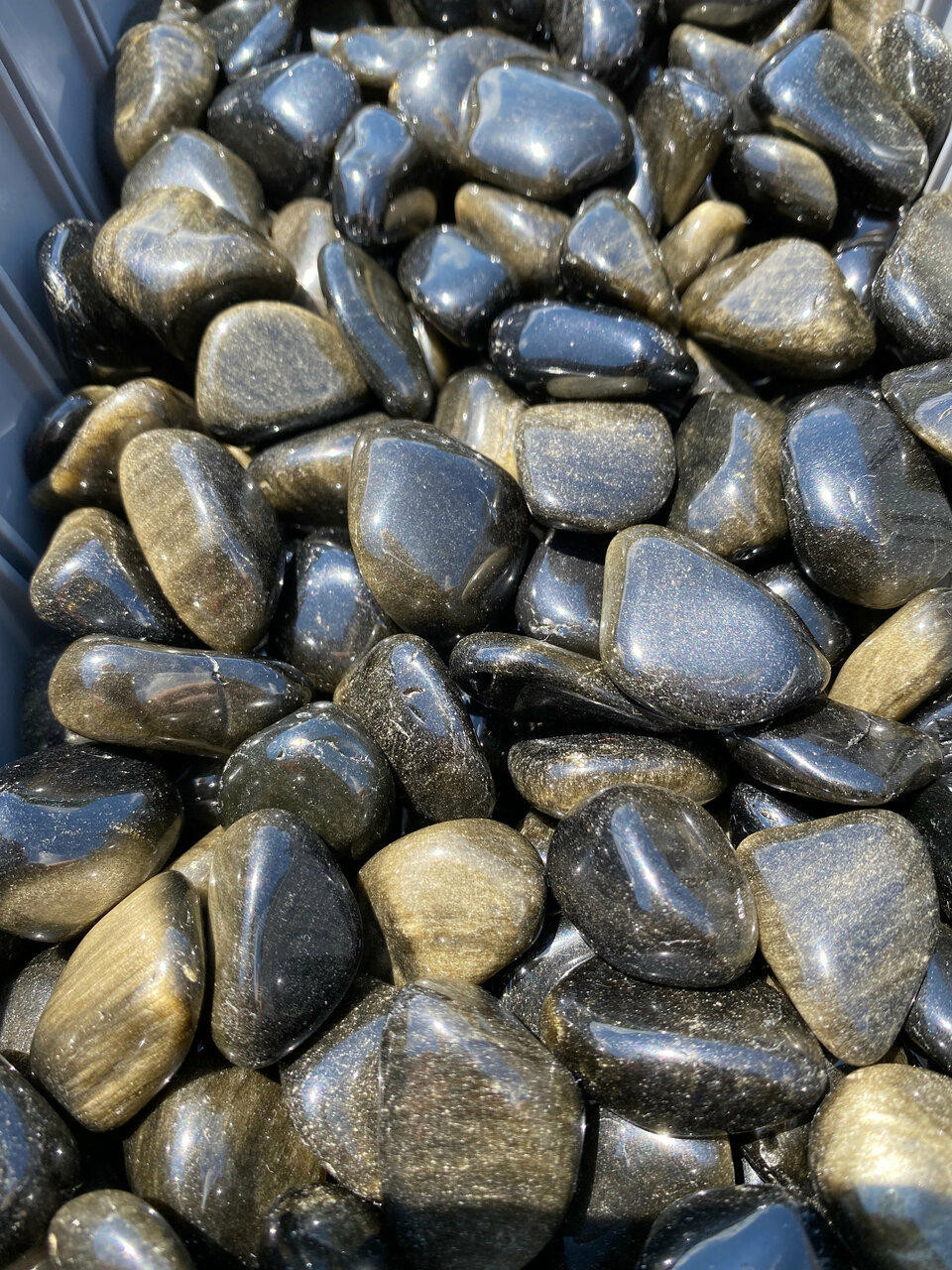 Tumbled Sheen Obsidian Gold - Sheen Obsidian Tumbled Stone Gold