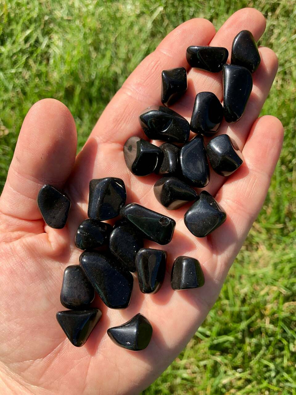 BLACK ONYX TUMBLED CRYSTAL. For Protection, Grounding & Shamanic Healing.