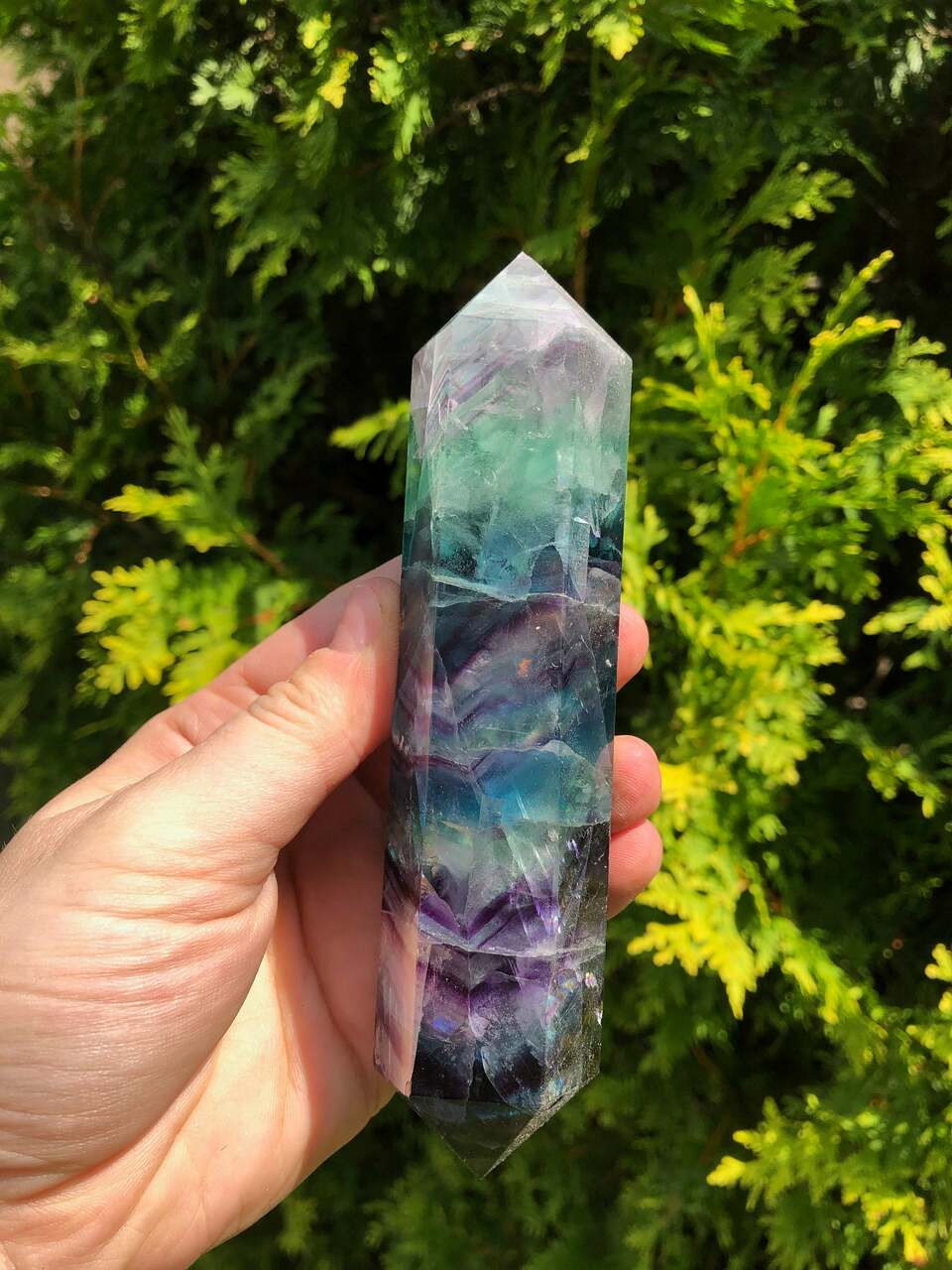 RARE Deep Ocean Blue Fluorite Double Terminated Wand