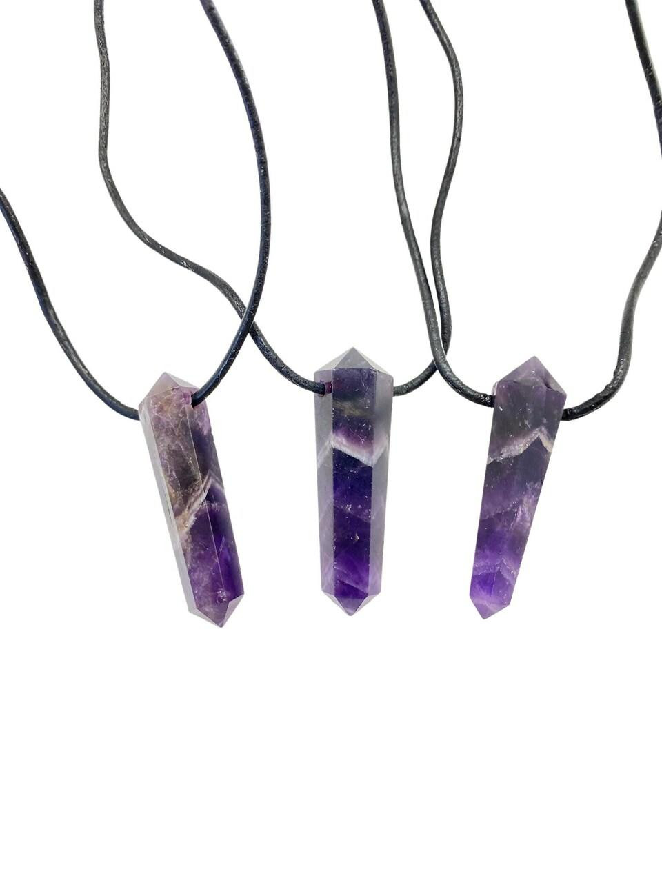 Amethyst Necklace on 22 Cord - Raw Corded Necklace