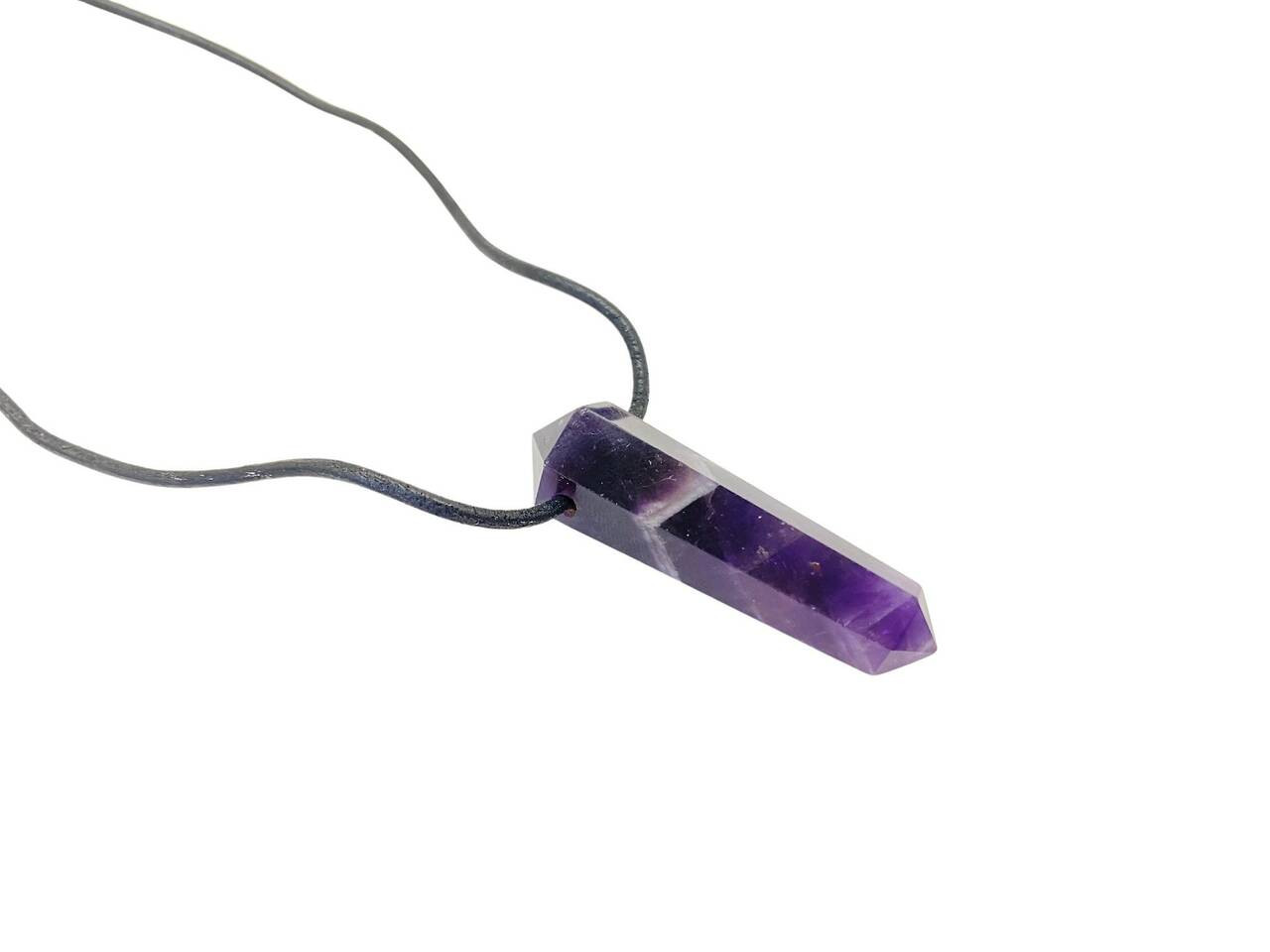 Amethyst Necklace on 22 Cord - Raw Corded Necklace